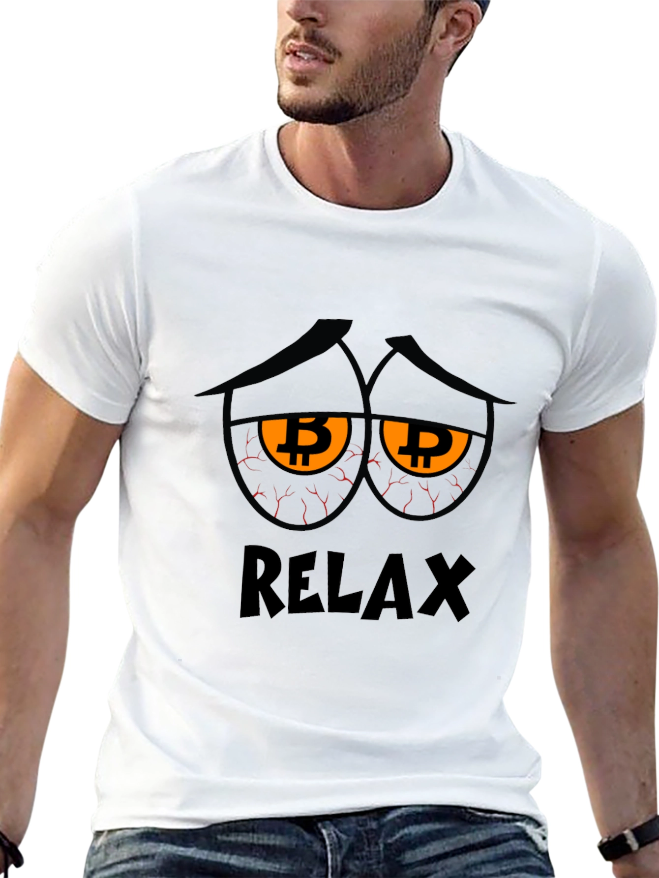 Relax Bitcoin Graphic Tee - Black Cotton Blend