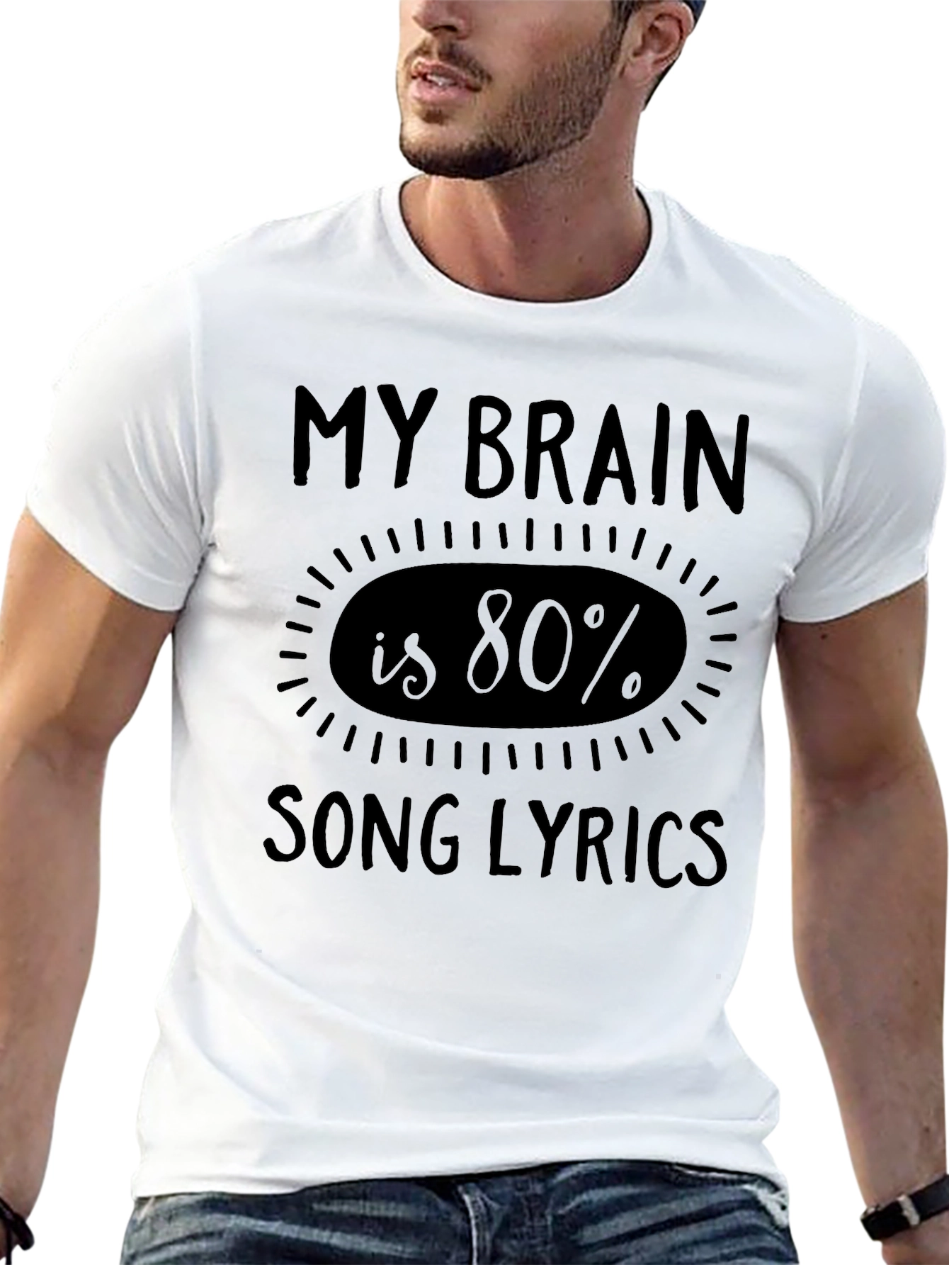 Song Lyrics Brain Black T-Shirt