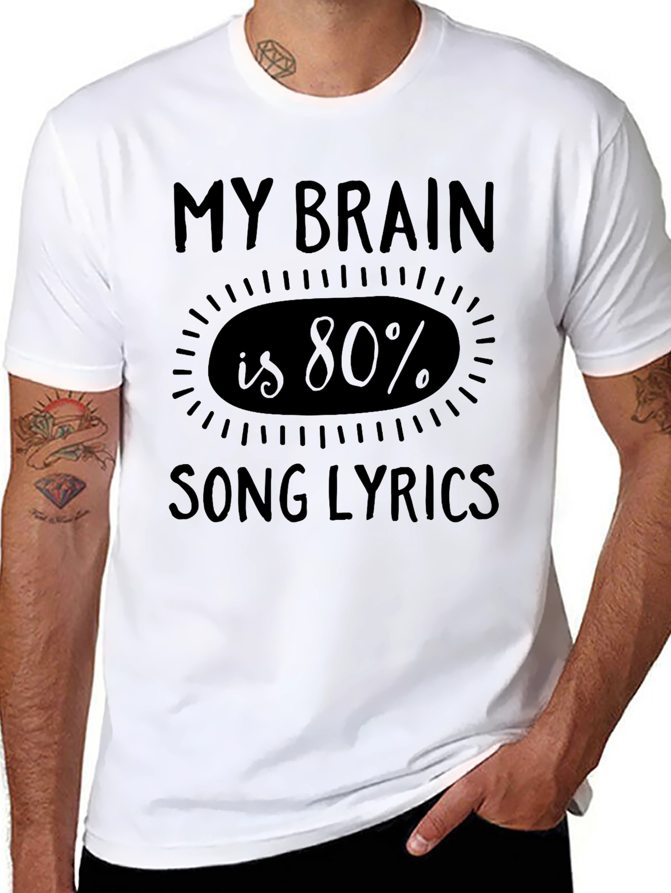 Song Lyrics Brain Black T-Shirt