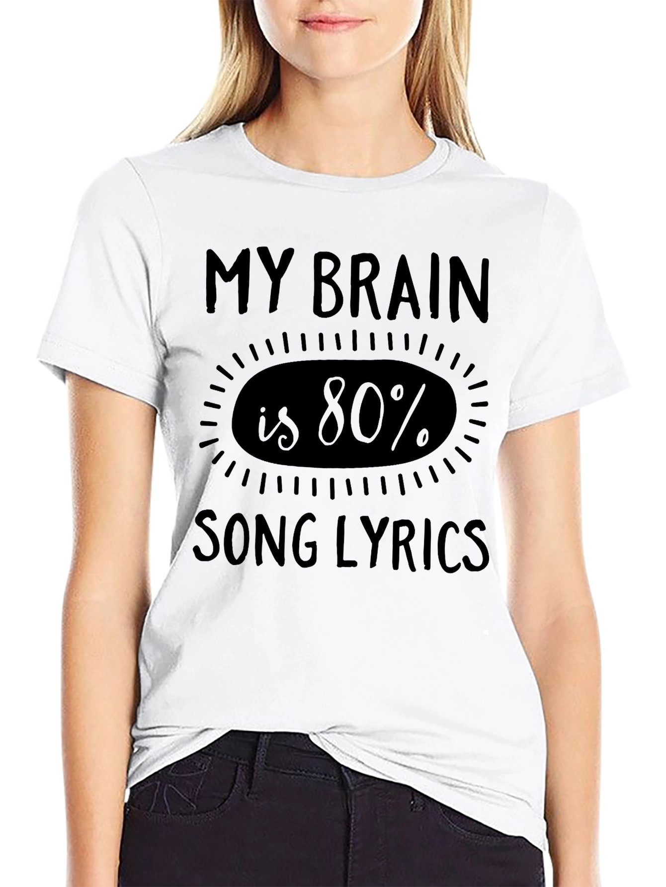 Song Lyrics Brain Black T-Shirt