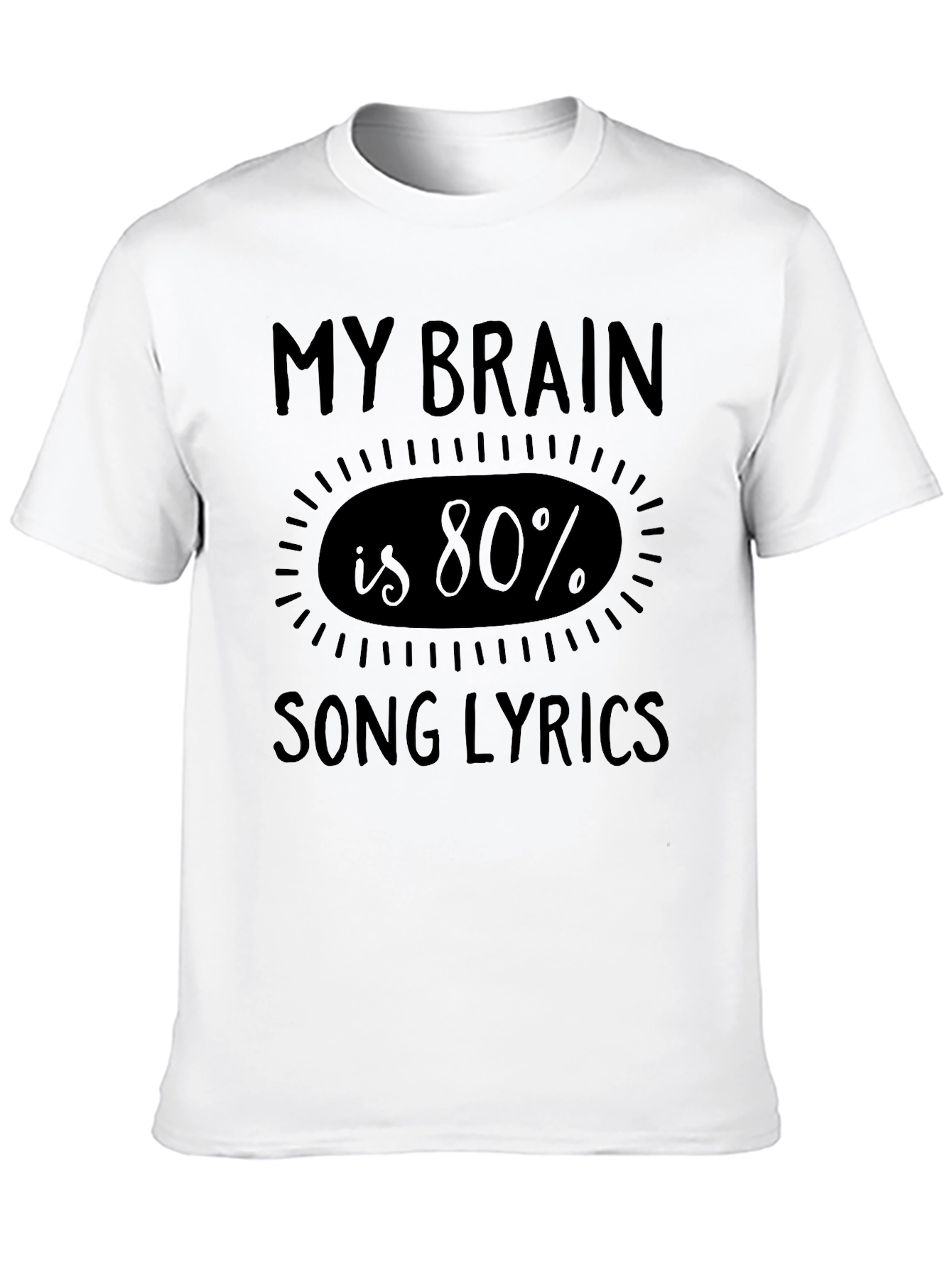Song Lyrics Brain Black T-Shirt