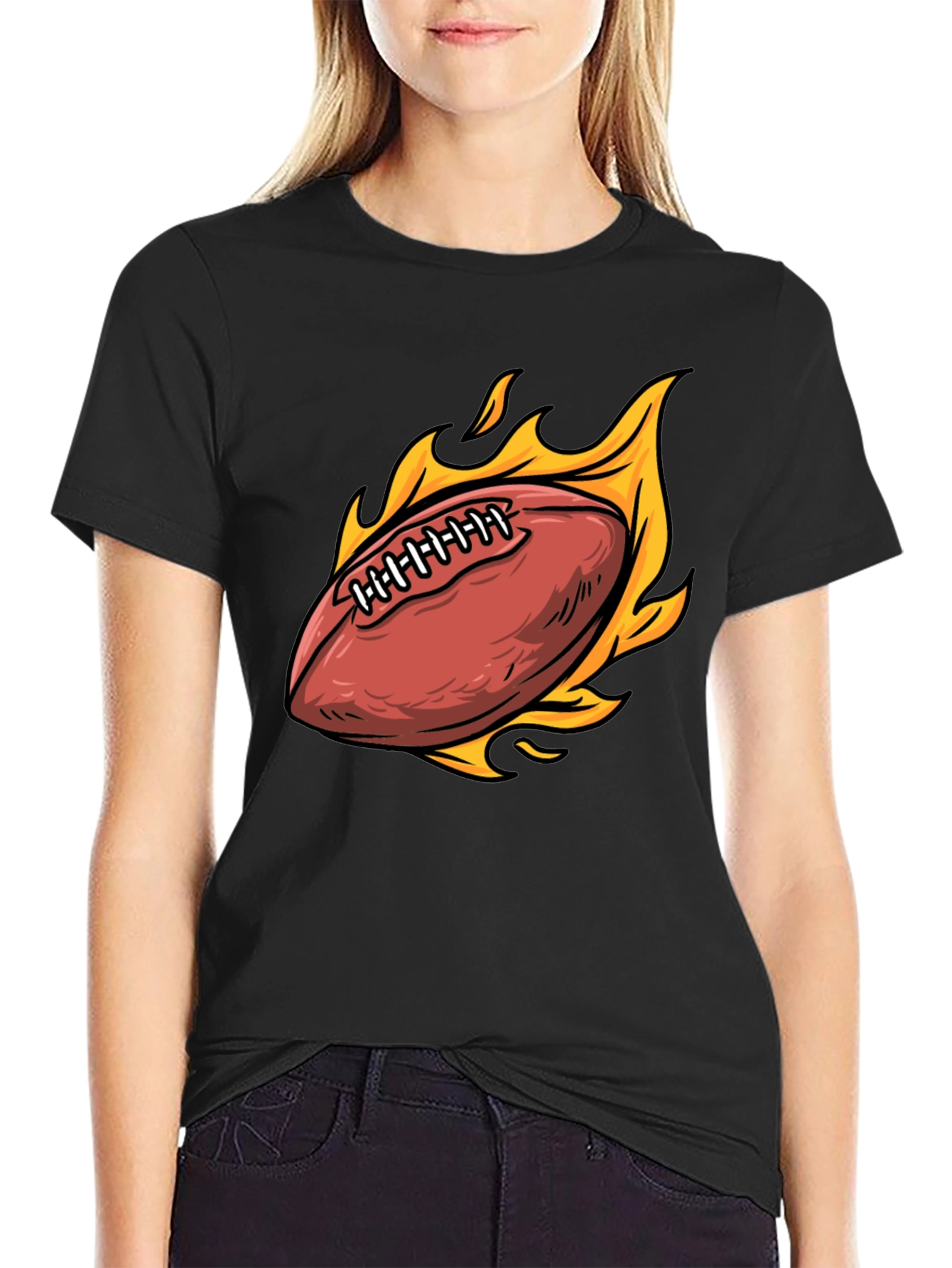 Flaming Football Graphic Tee - Sporty & Stylish