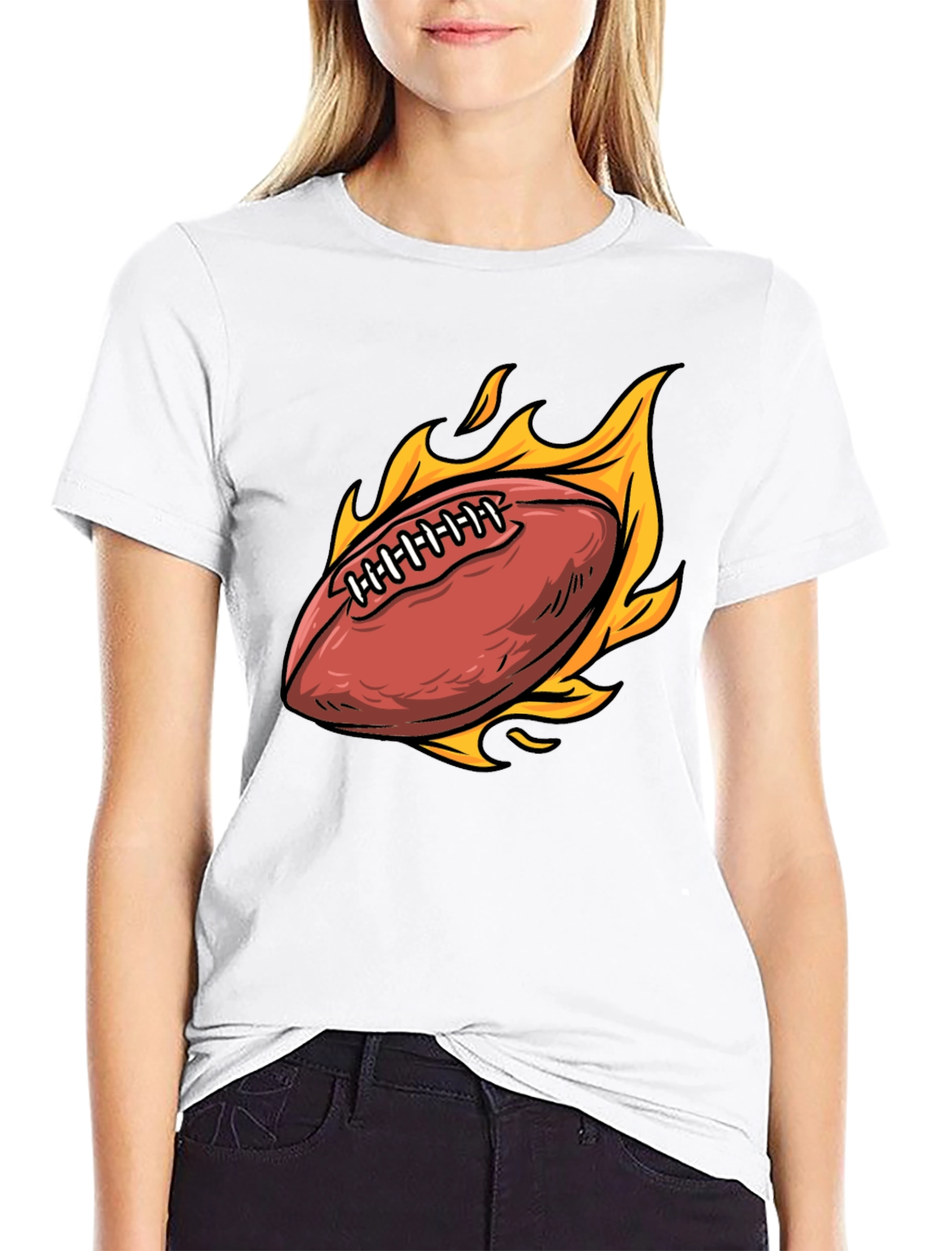 Flaming Football Graphic Tee - Sporty & Stylish