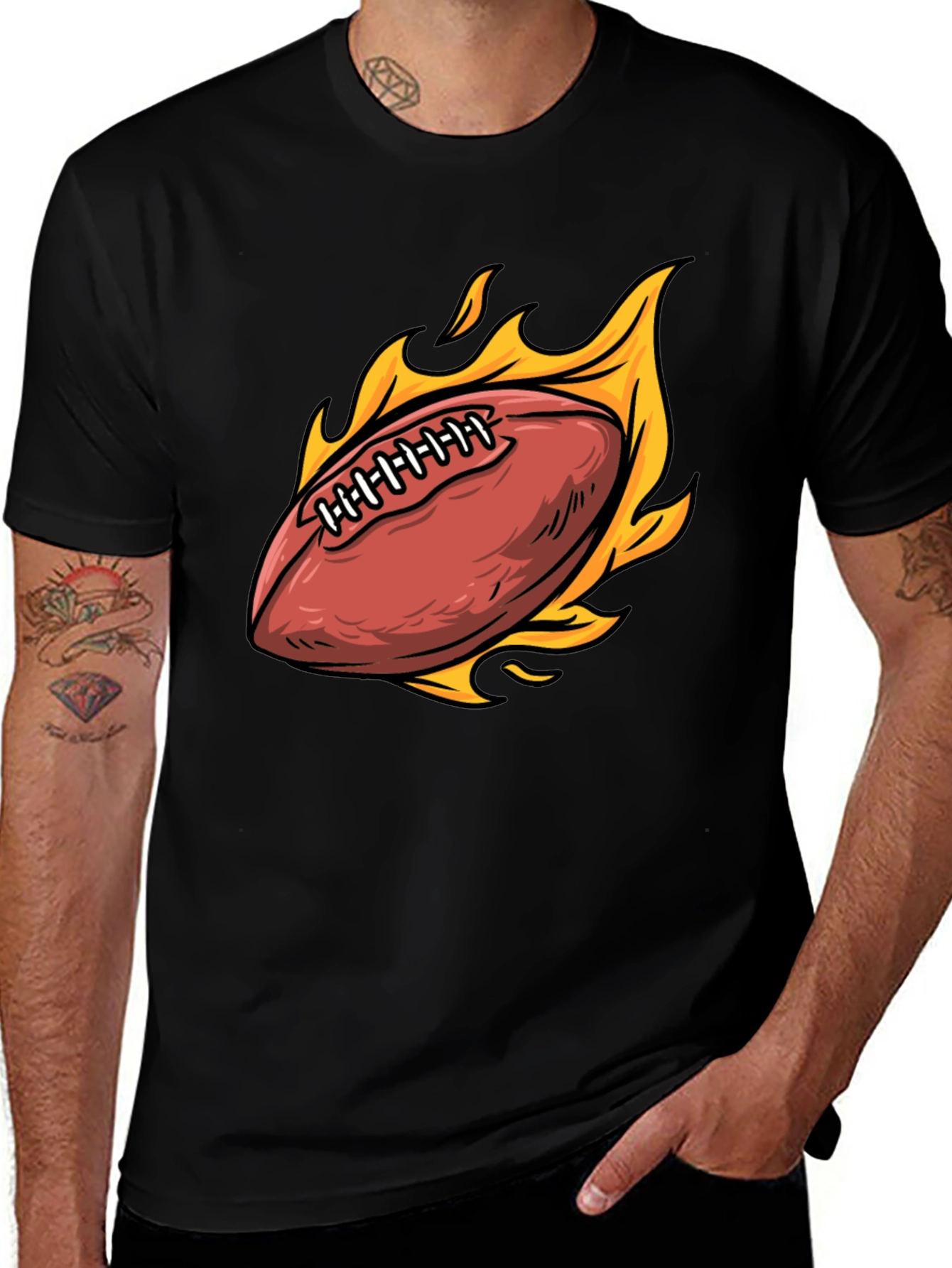 Flaming Football Graphic Tee - Sporty & Stylish