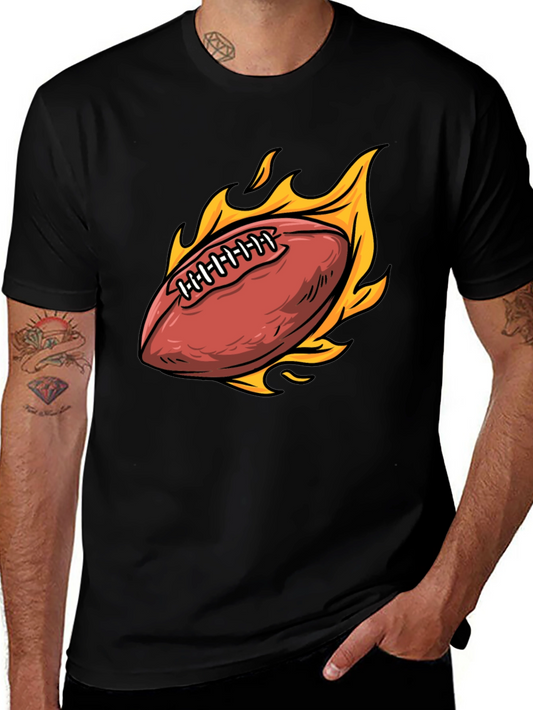 Flaming Football Graphic Tee - Sporty & Stylish