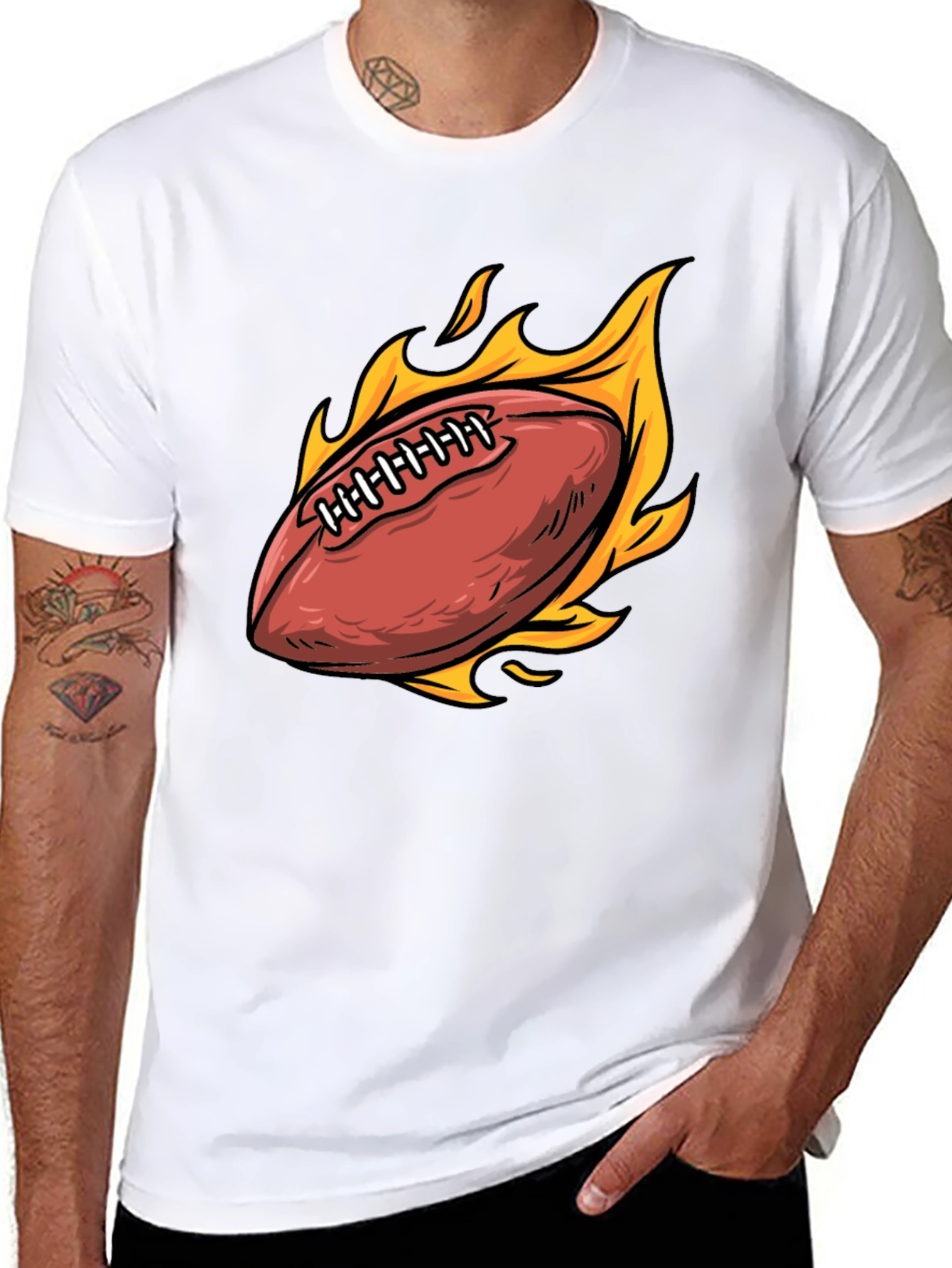 Flaming Football Graphic Tee - Sporty & Stylish