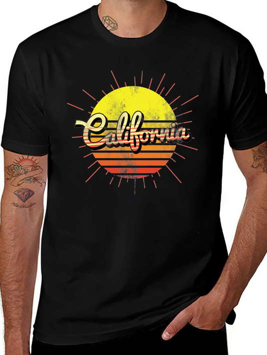 California Sunset Graphic T-Shirt - Retro Style