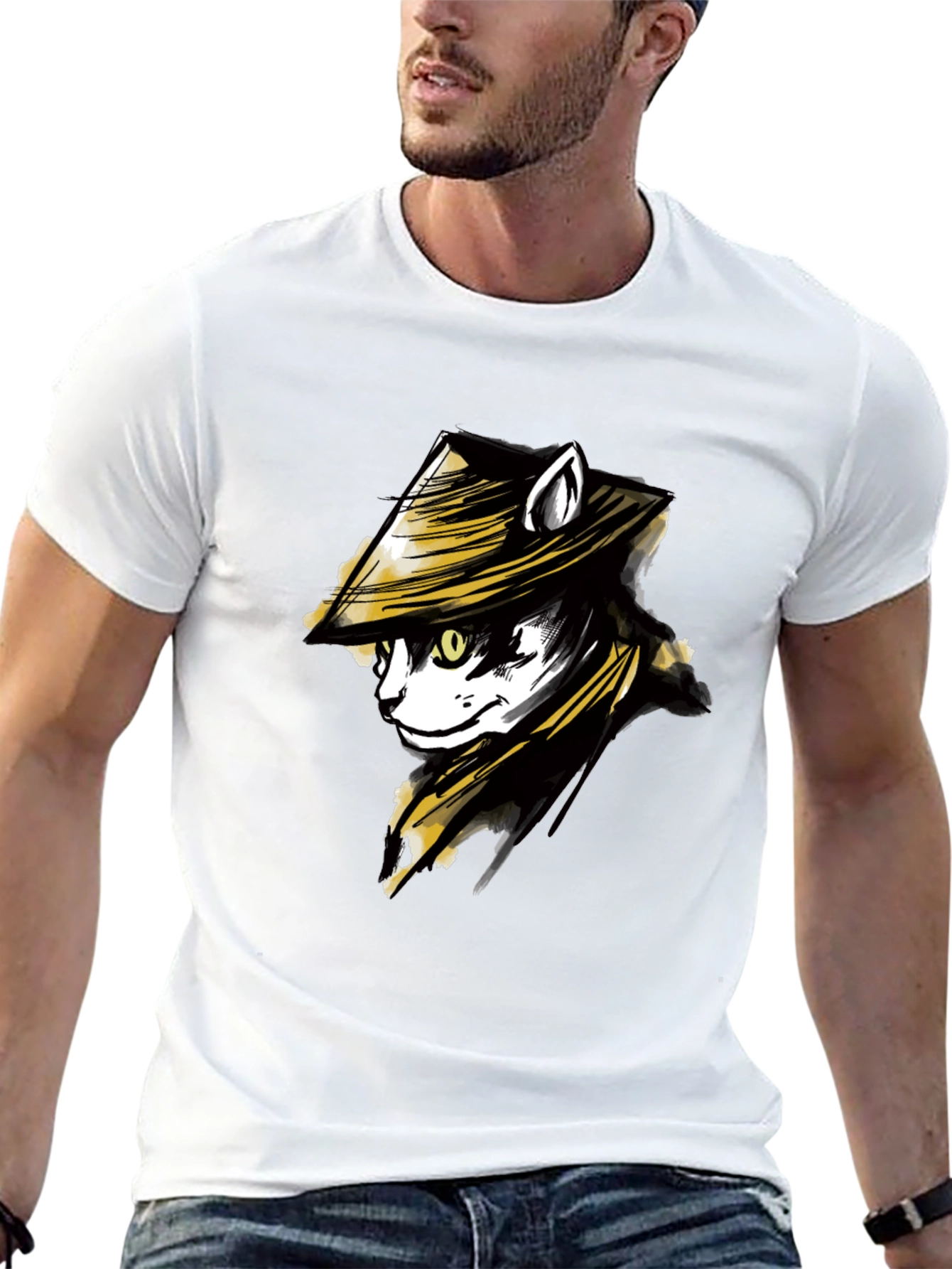 Samurai Cat T-Shirt - Unique Graphic Tee