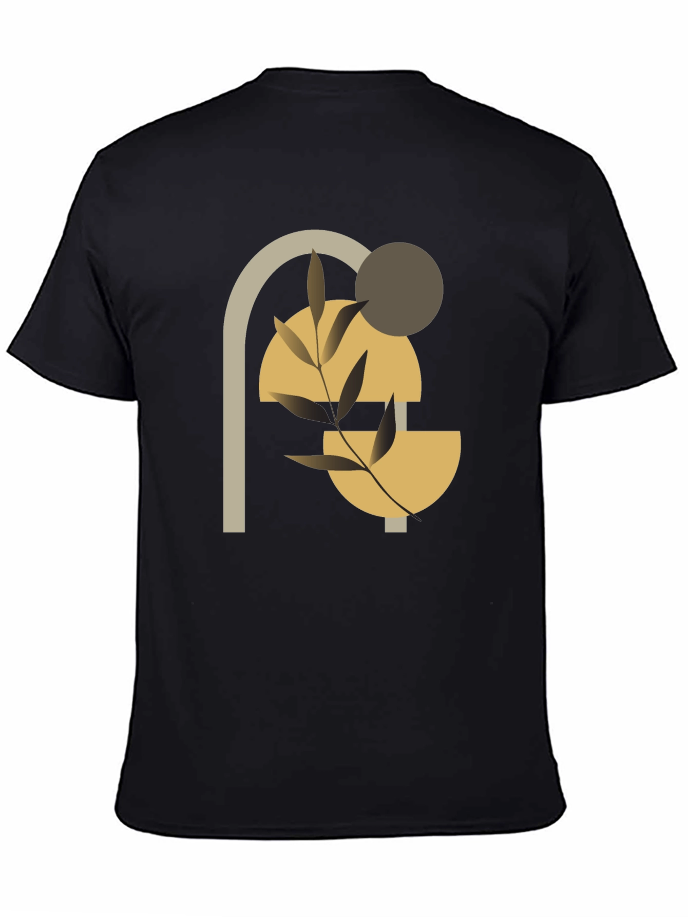 Abstract Geometric Plant Black T-Shirt
