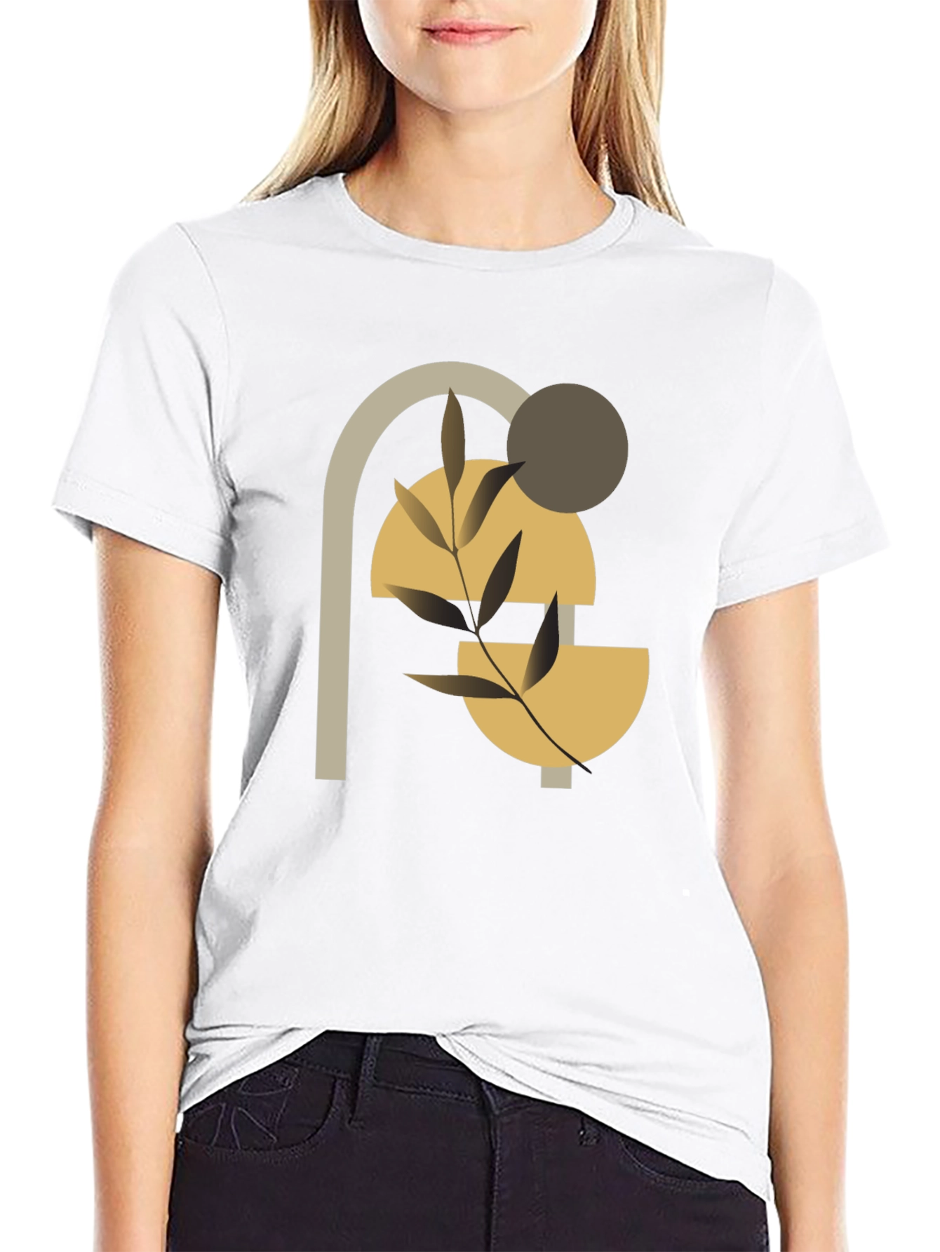 Abstract Geometric Plant Black T-Shirt