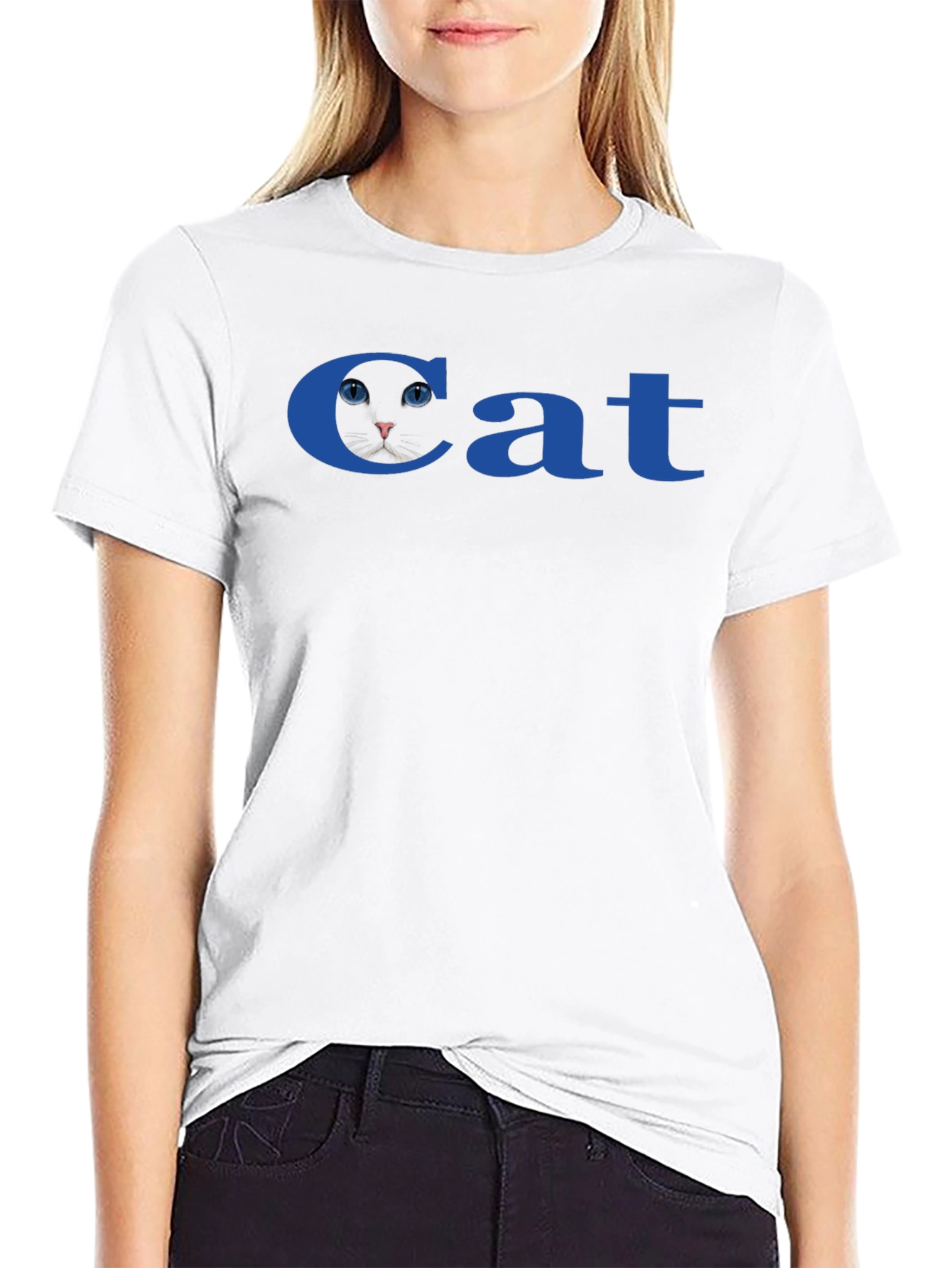 Cat T-Shirt - Blue Text Novelty Tee
