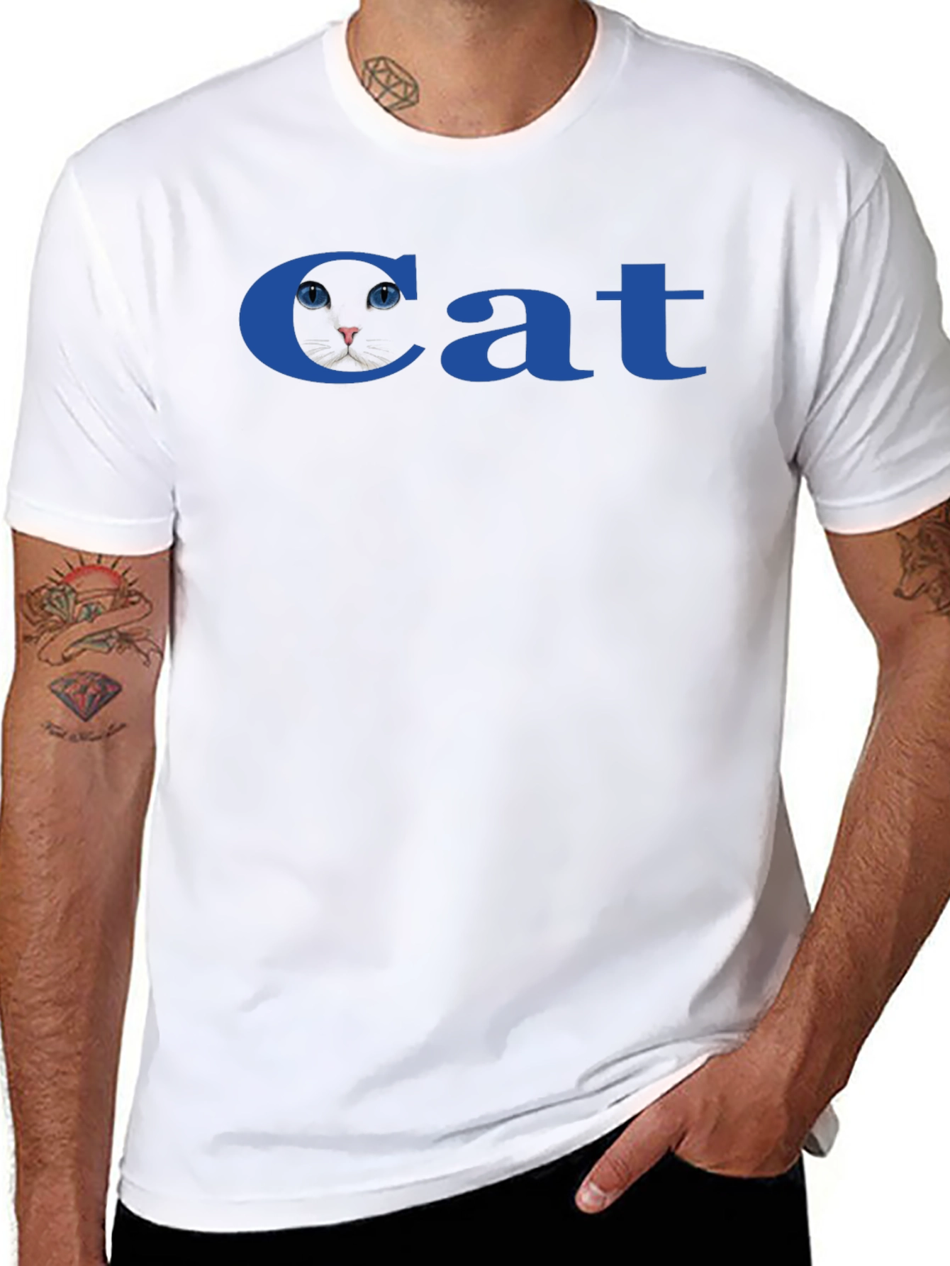 Cat T-Shirt - Blue Text Novelty Tee