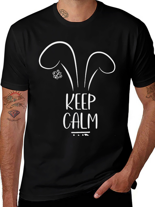 Keep Calm Bunny Ears T-Shirt - Mens Black Tee