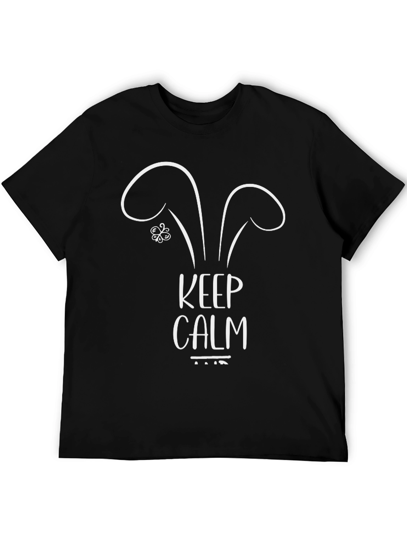 Keep Calm Bunny Ears T-Shirt - Mens Black Tee