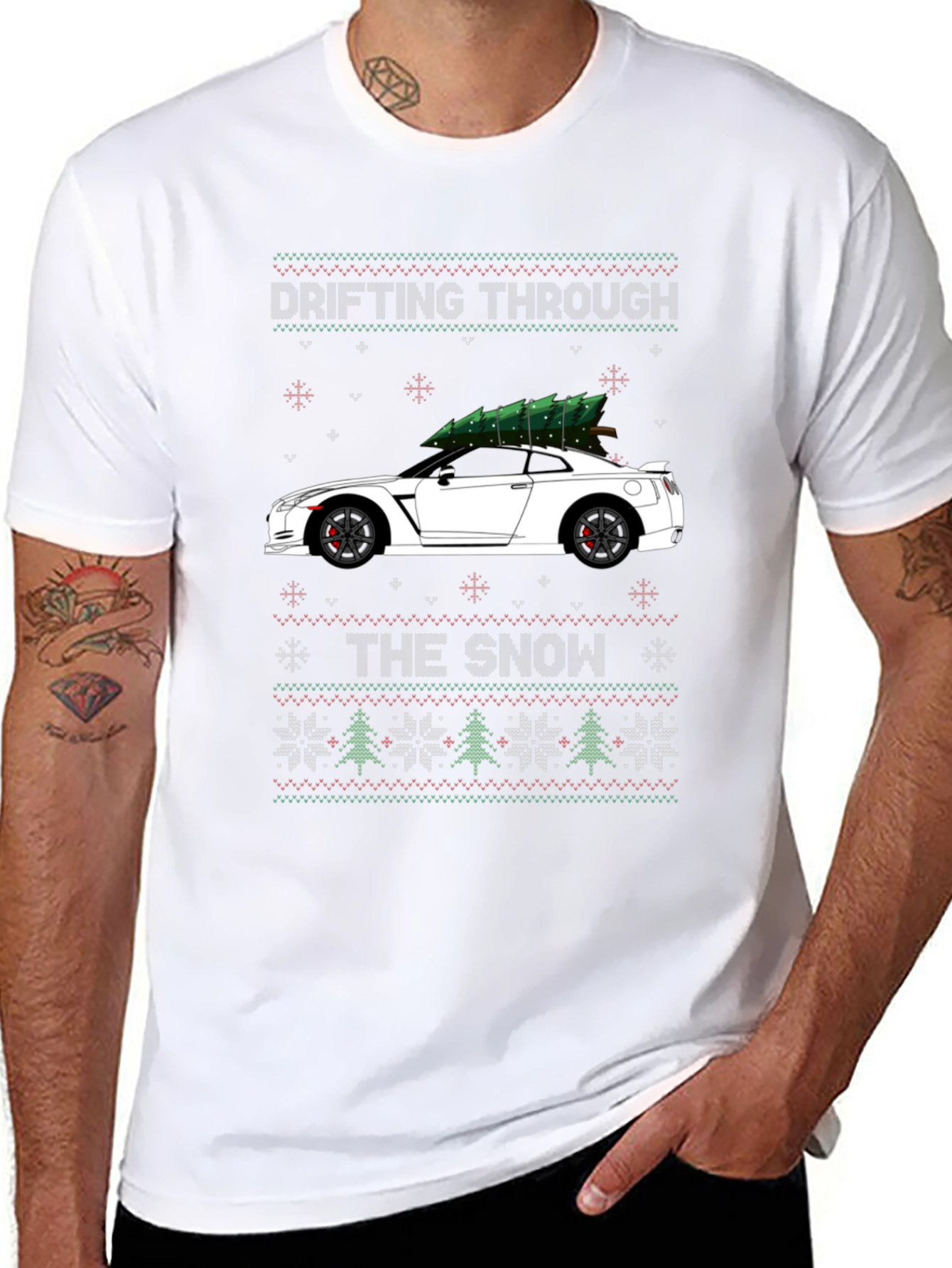 Drifting Through the Snow Christmas Car T-Shirt