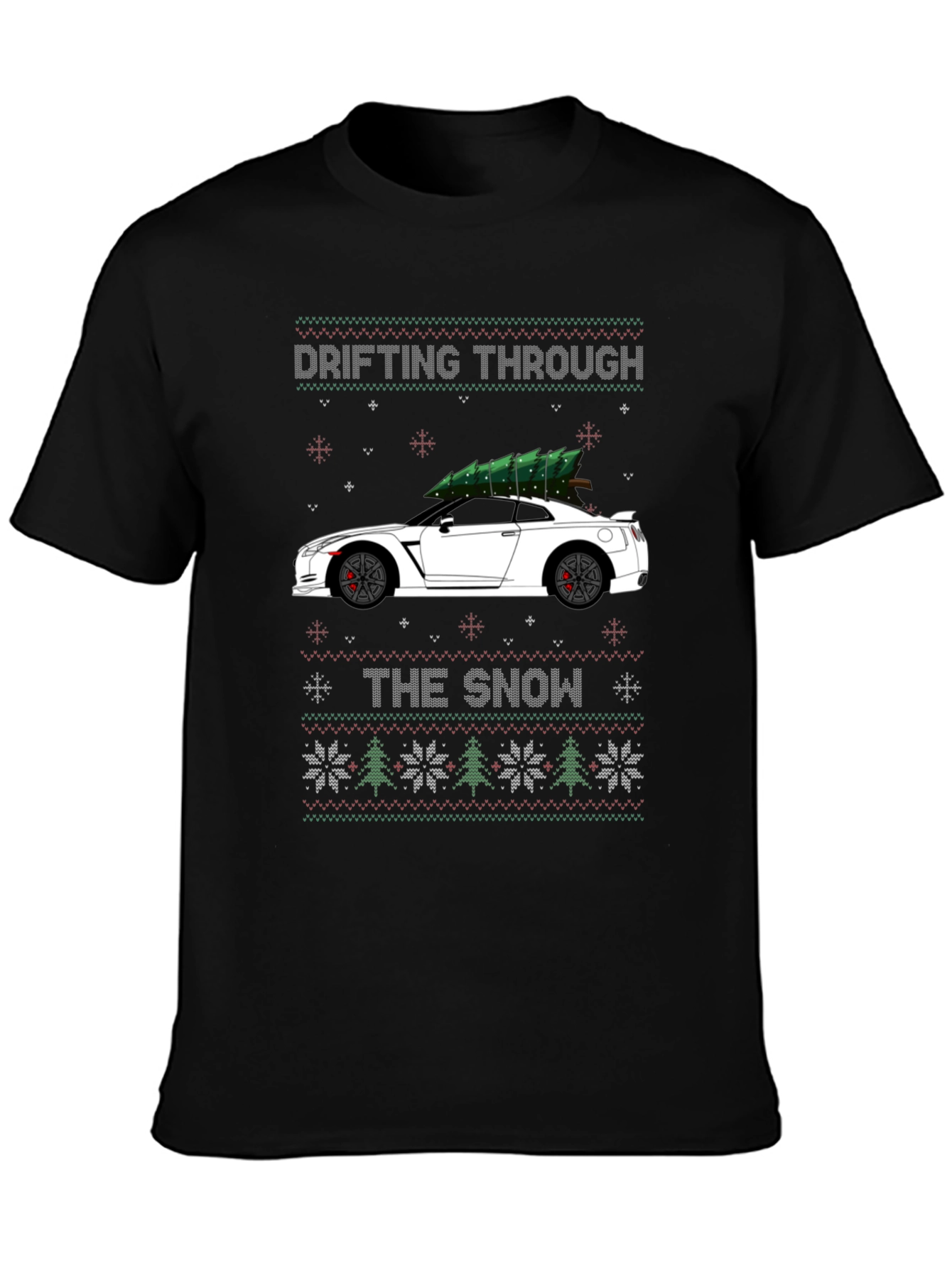 Drifting Through the Snow Christmas Car T-Shirt