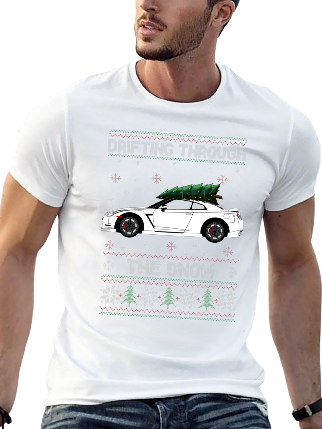 Drifting Through the Snow Christmas Car T-Shirt