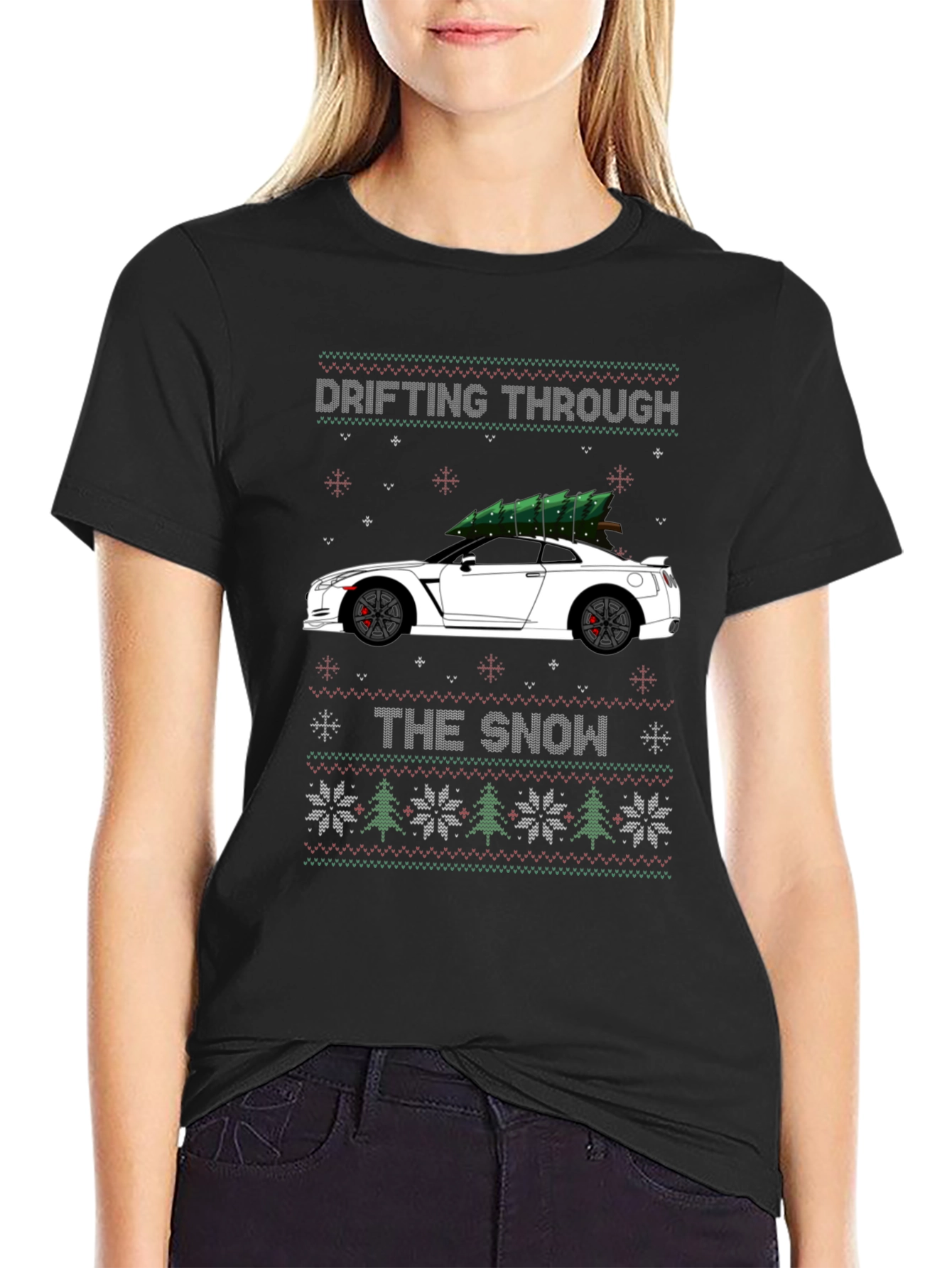 Drifting Through the Snow Christmas Car T-Shirt