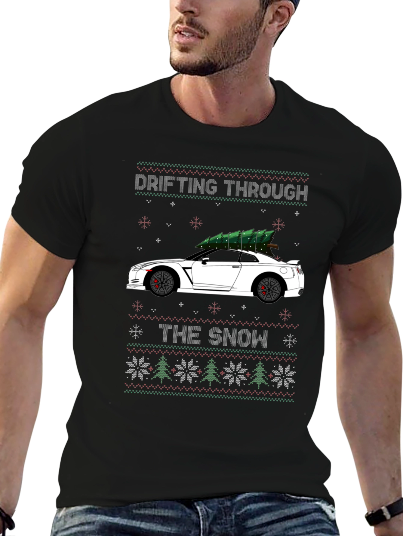 Drifting Through the Snow Christmas Car T-Shirt