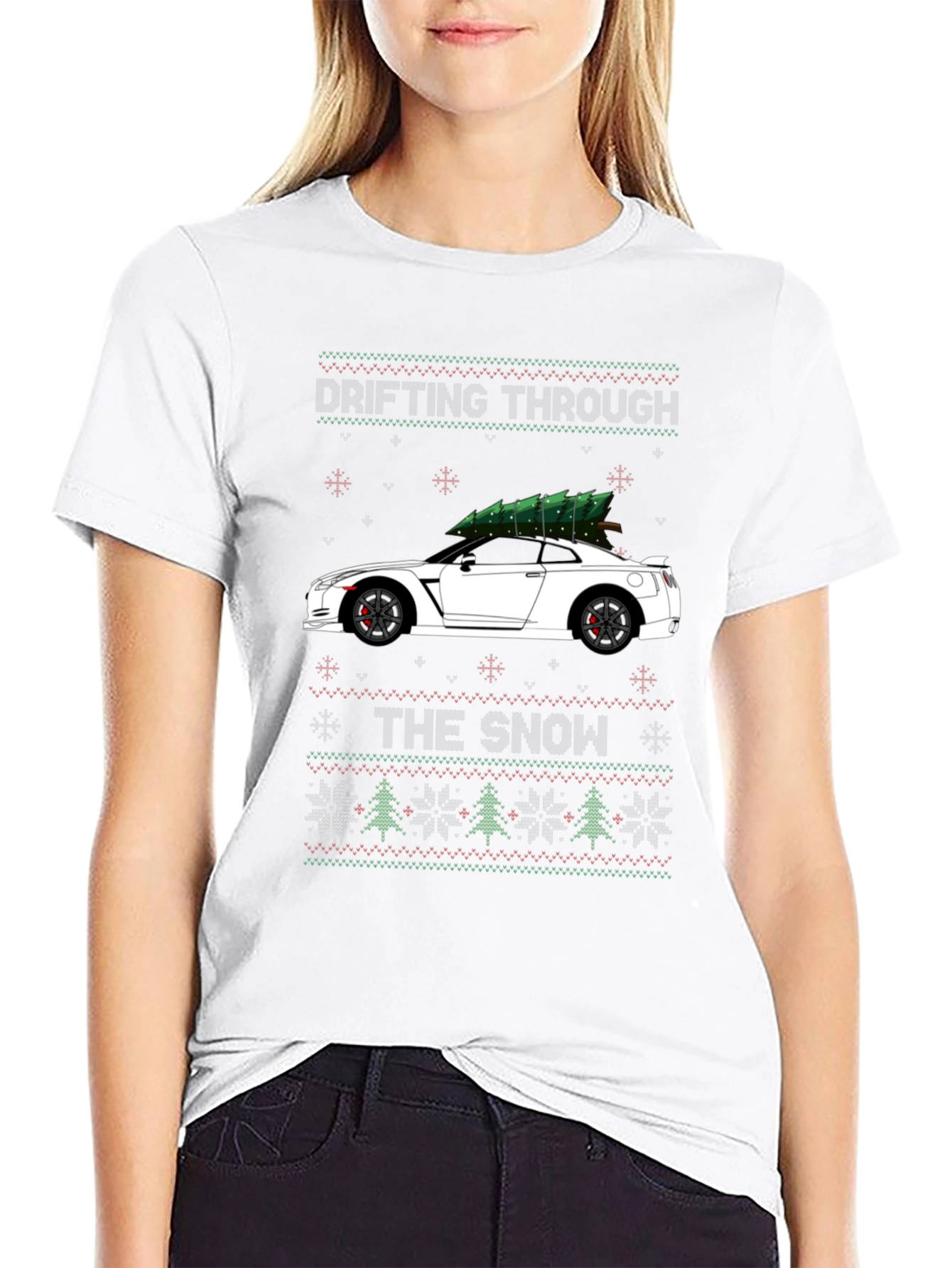 Drifting Through the Snow Christmas Car T-Shirt