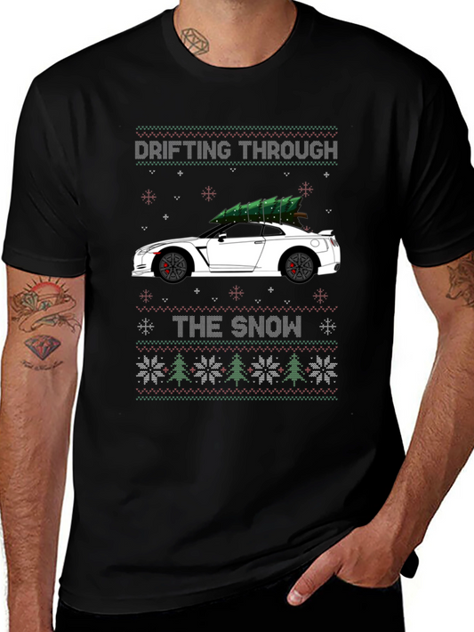 Drifting Through the Snow Christmas Car T-Shirt
