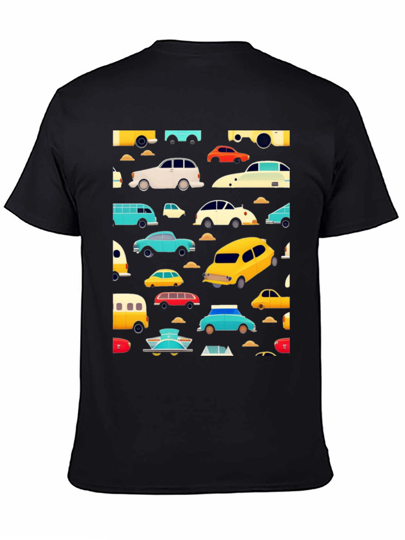 Retro Car Print Black T-Shirt