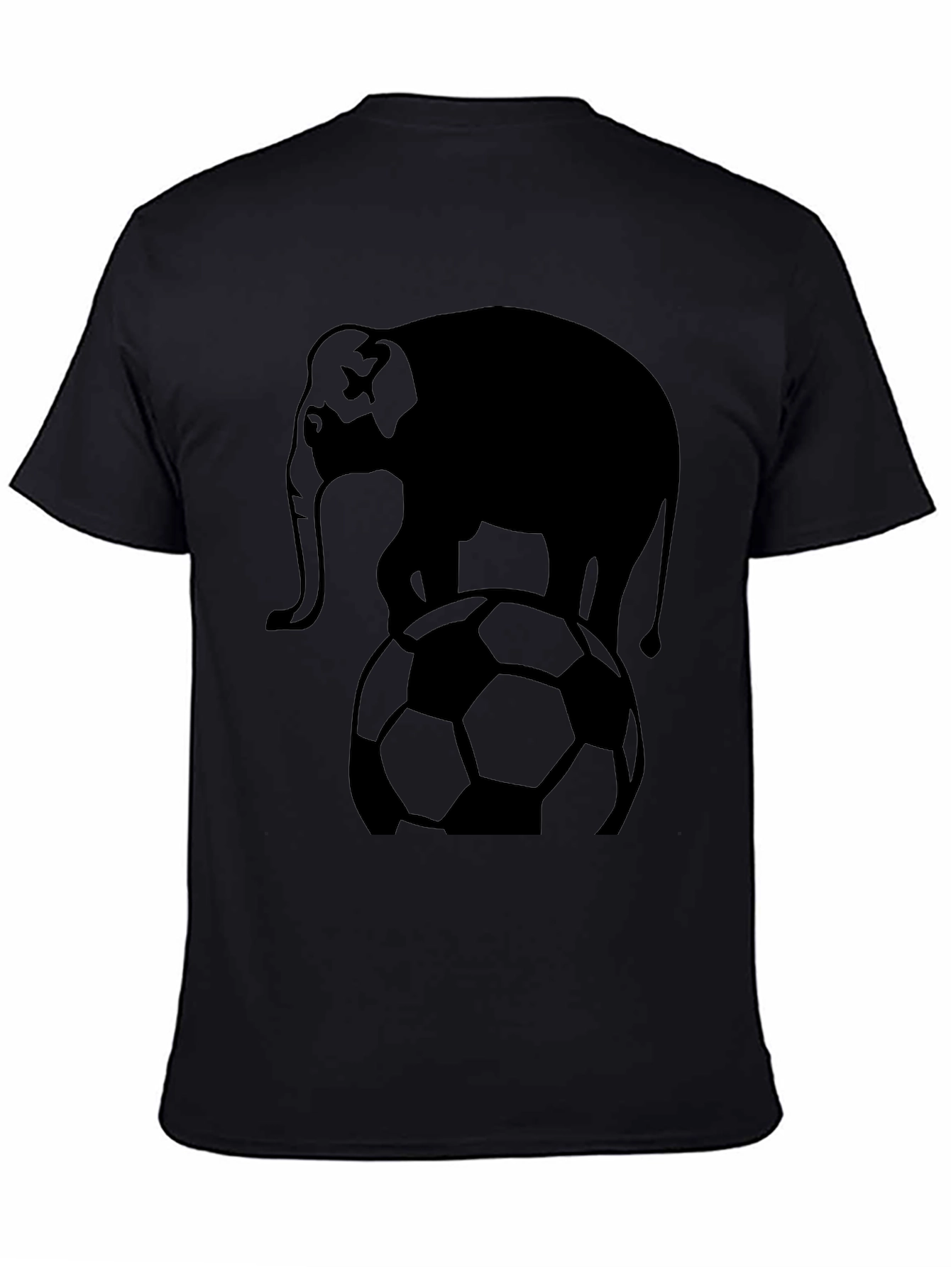 Elephant Soccer Ball Graphic T-Shirt - Black
