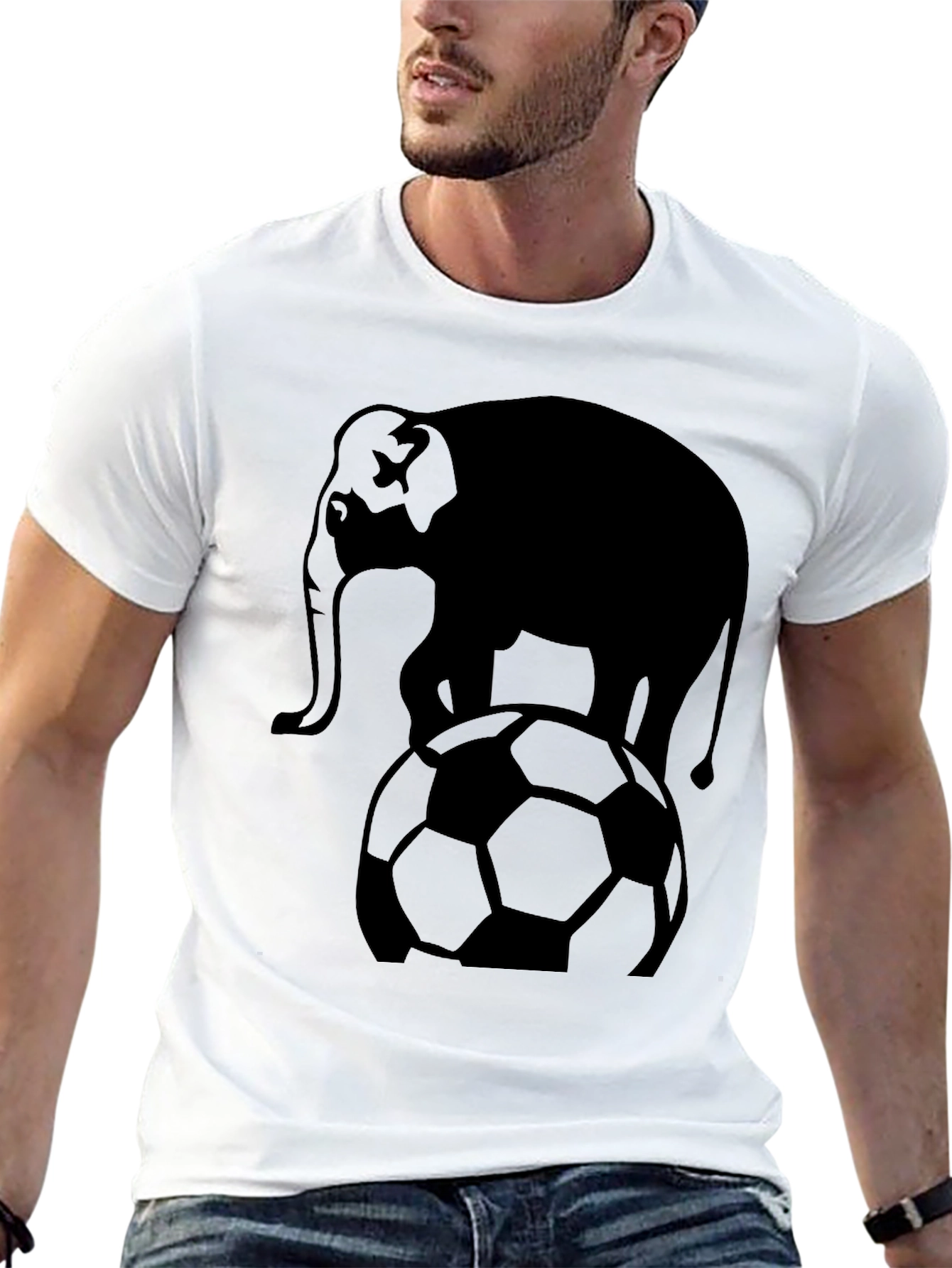 Elephant Soccer Ball Graphic T-Shirt - Black