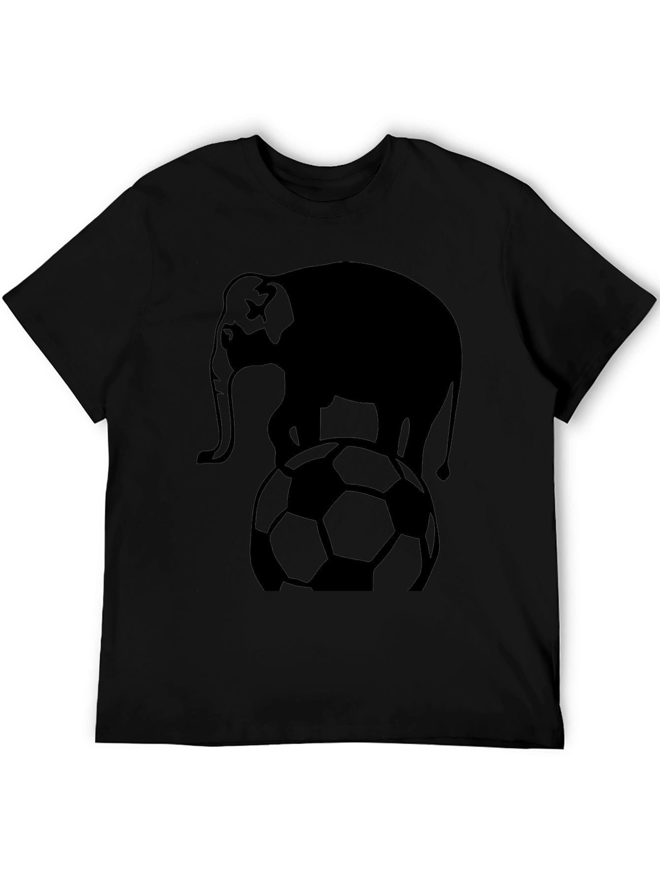 Elephant Soccer Ball Graphic T-Shirt - Black