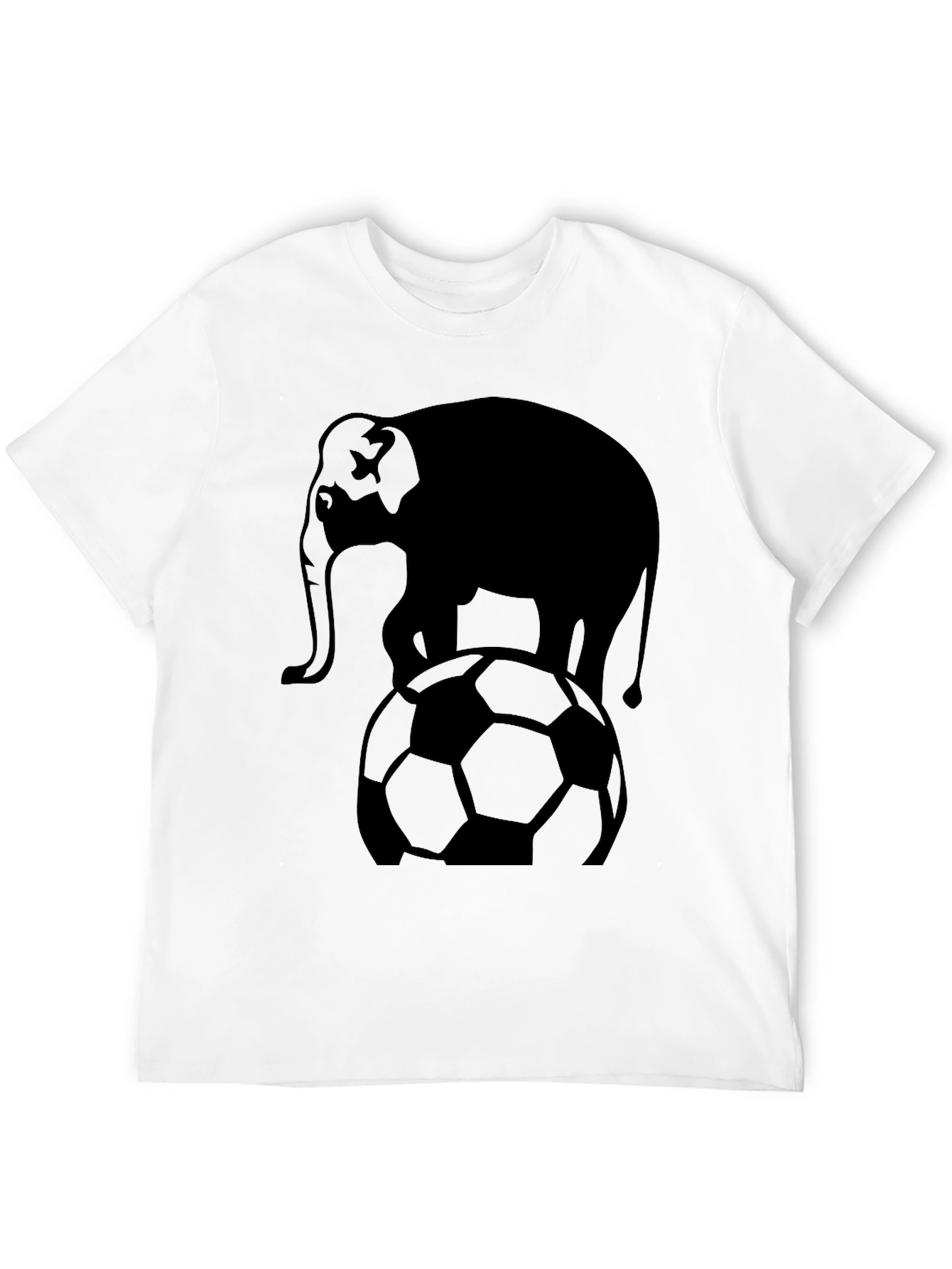 Elephant Soccer Ball Graphic T-Shirt - Black