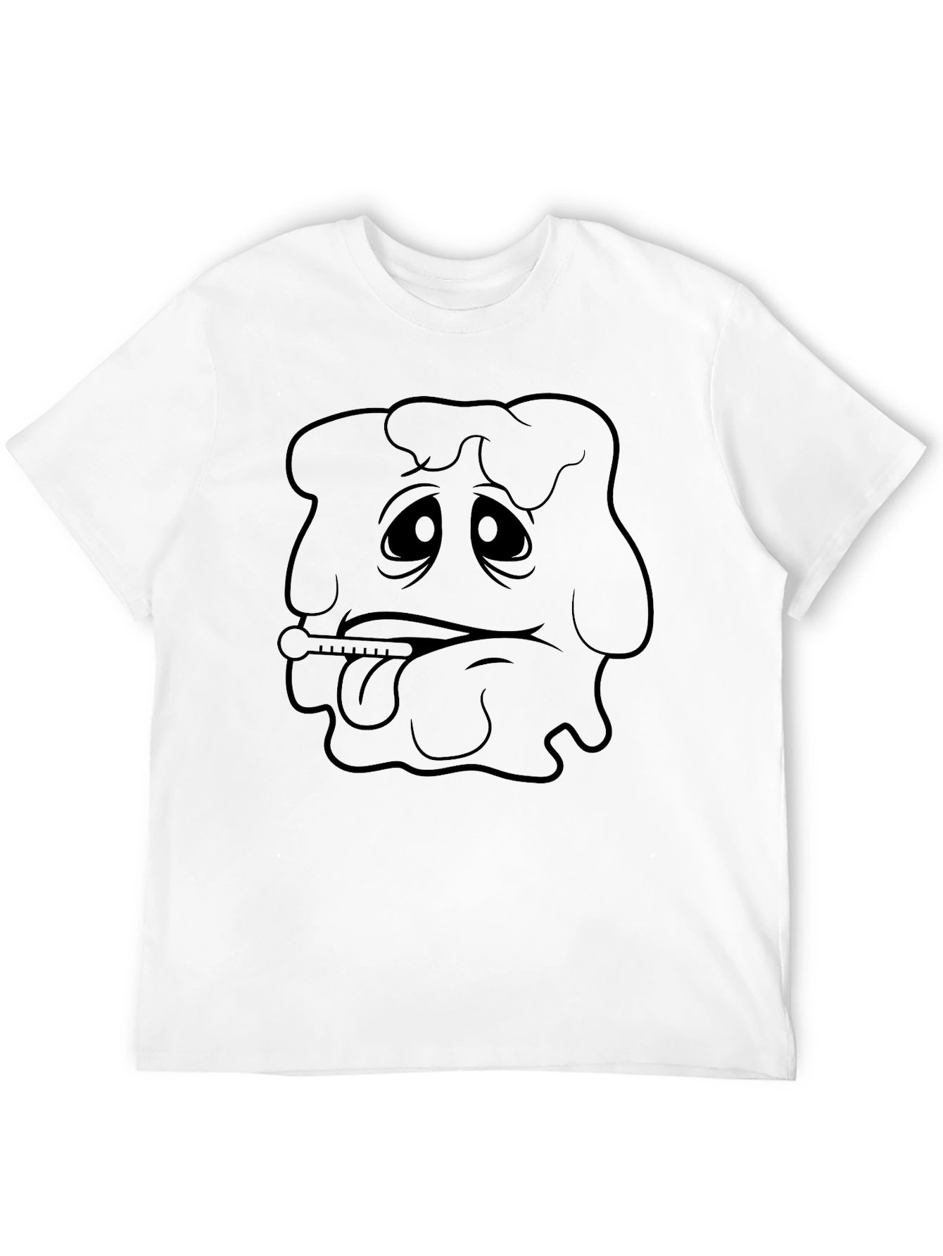 Sick Day Cartoon Character Black T-Shirt