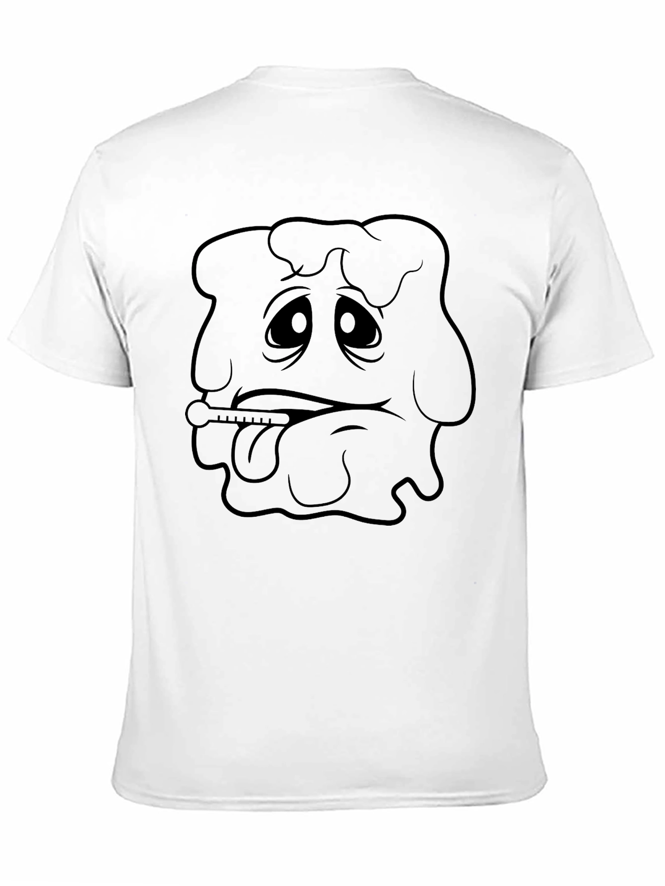 Sick Day Cartoon Character Black T-Shirt