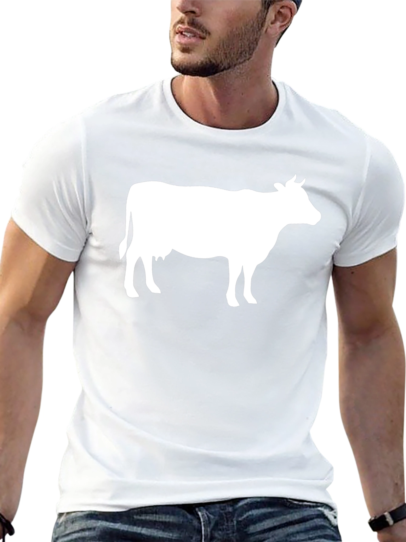 Cow Graphic T-Shirt - Black Cotton Blend