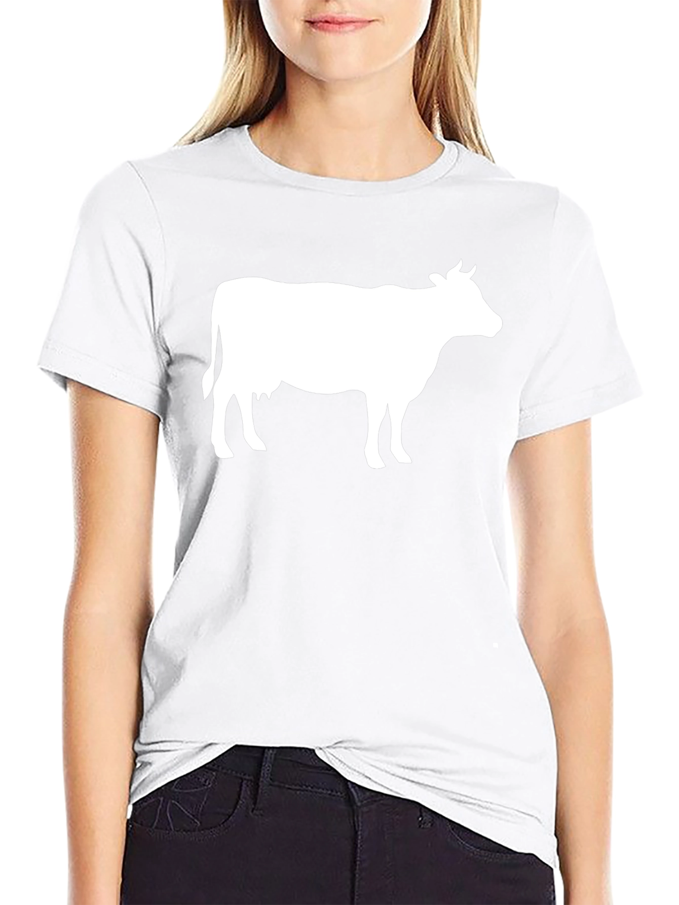 Cow Graphic T-Shirt - Black Cotton Blend