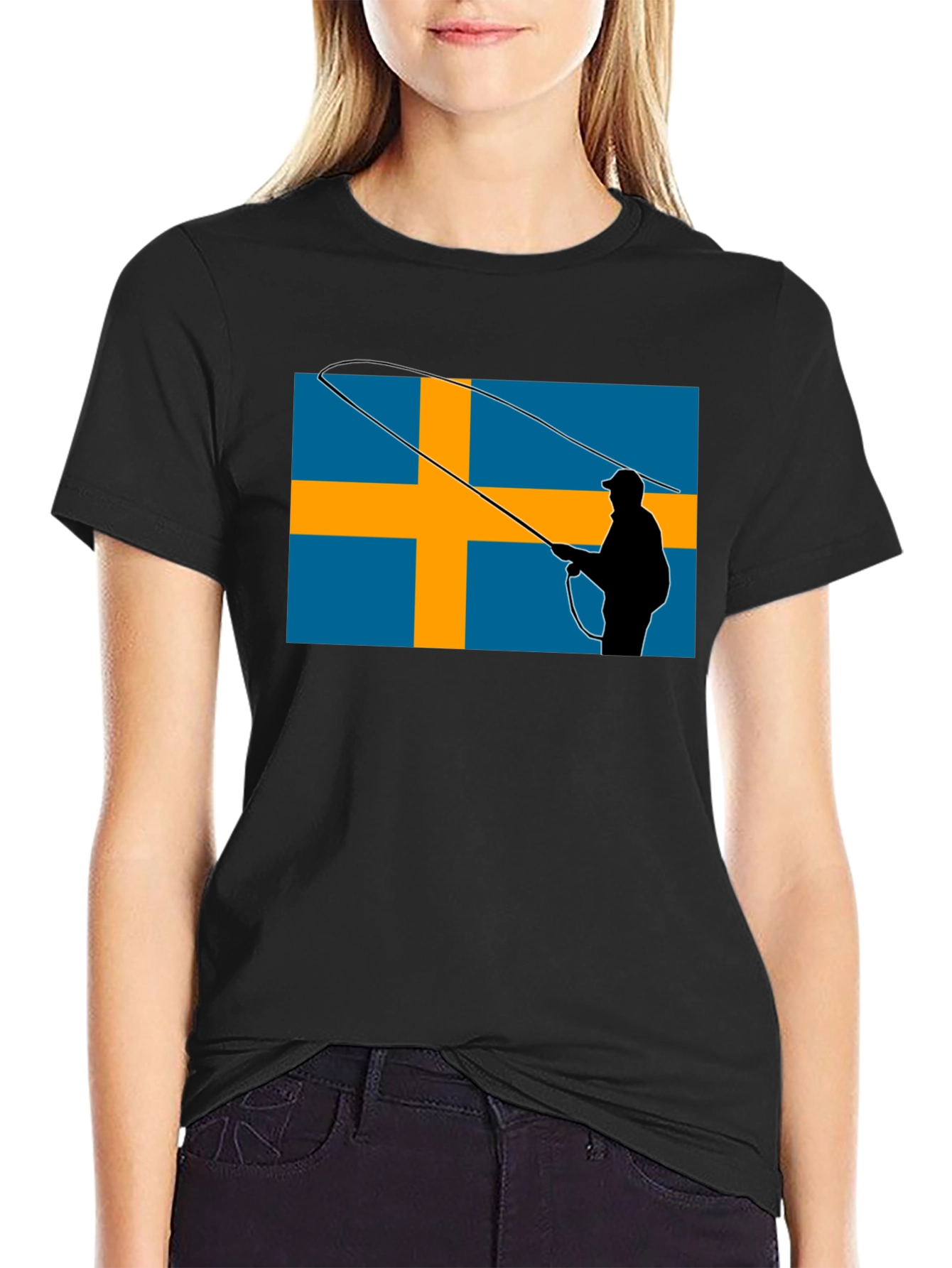 Sweden Flag Fly Fishing T-Shirt