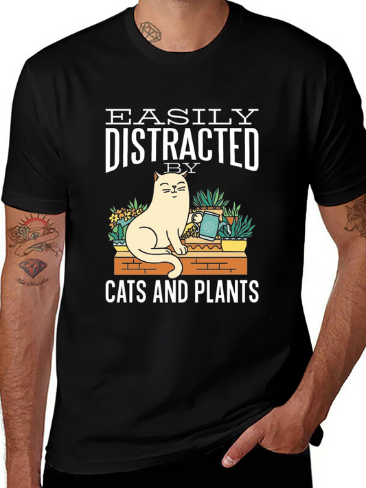 Easily Distracted by Cats and Plants T-Shirt