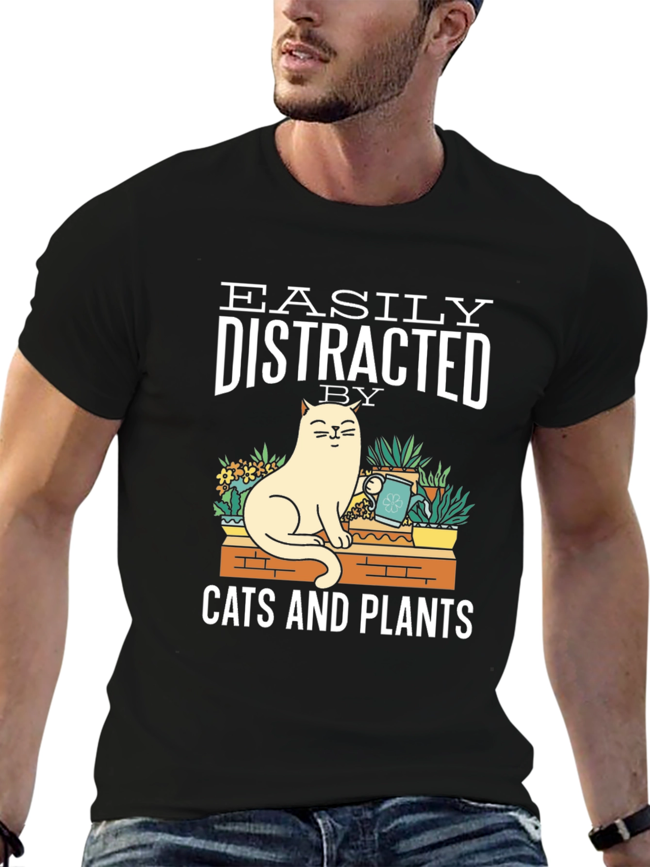 Easily Distracted by Cats and Plants T-Shirt