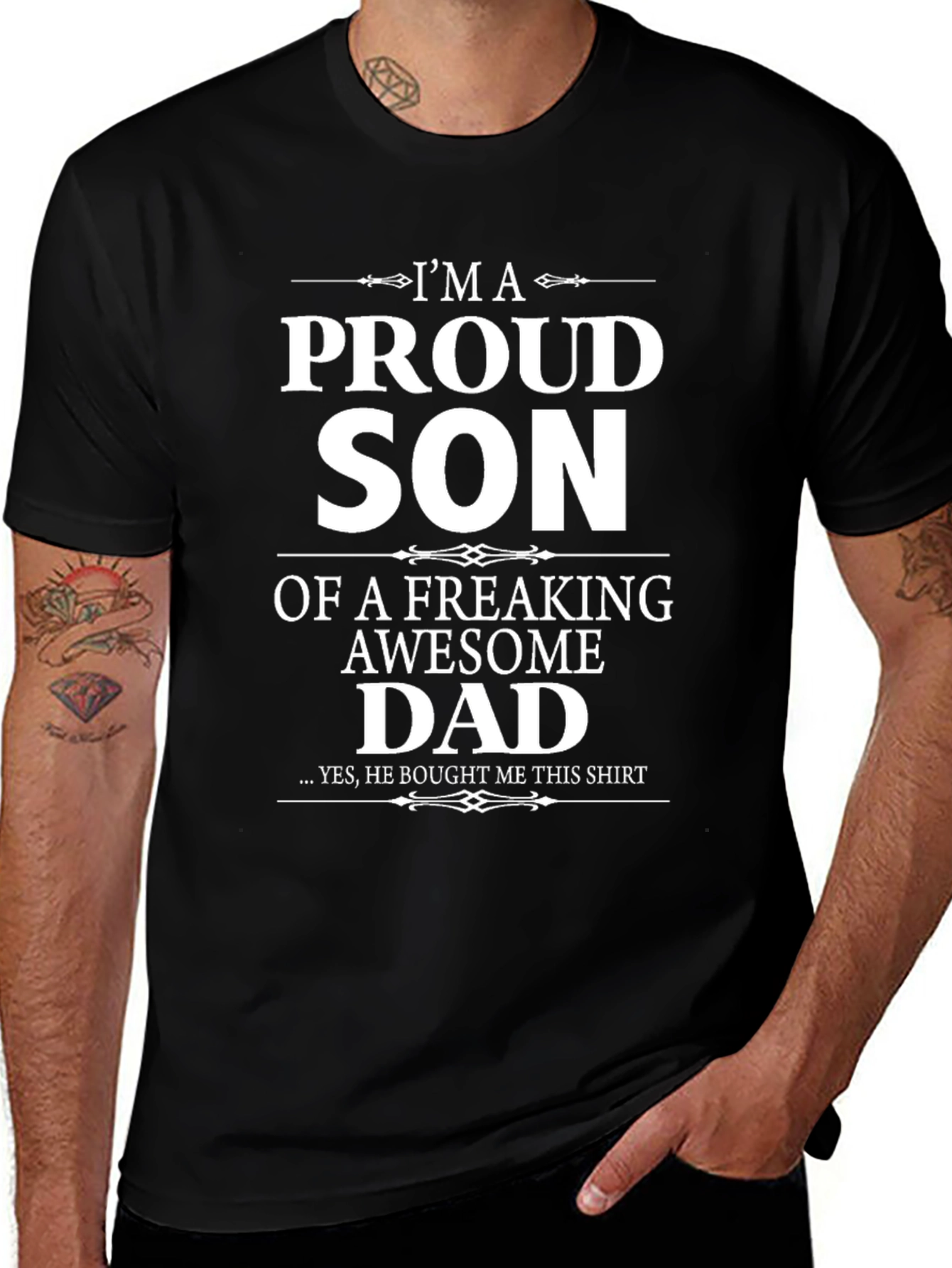 Proud Son Awesome Dad Black Graphic T-Shirt