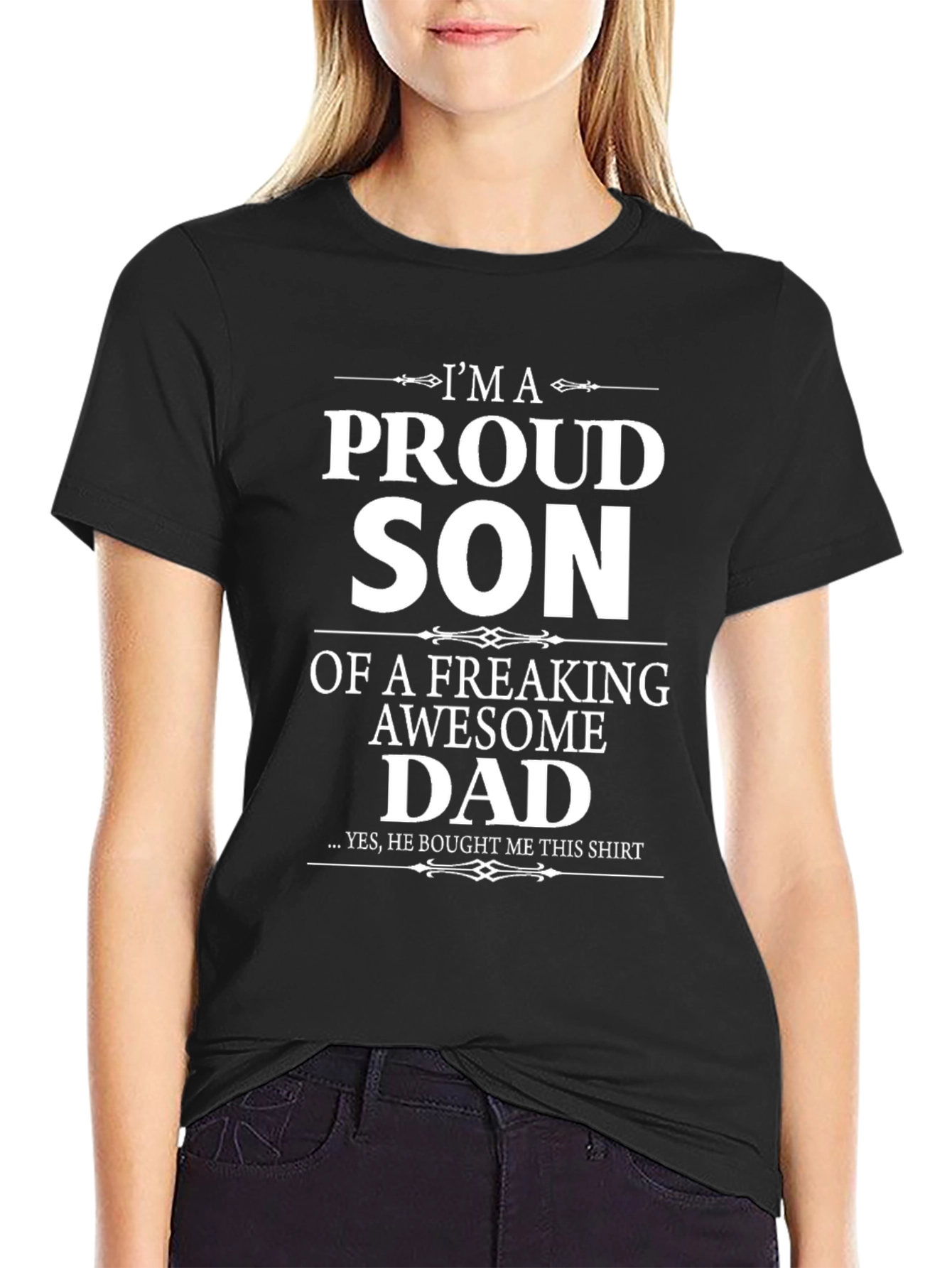 Proud Son Awesome Dad Black Graphic T-Shirt