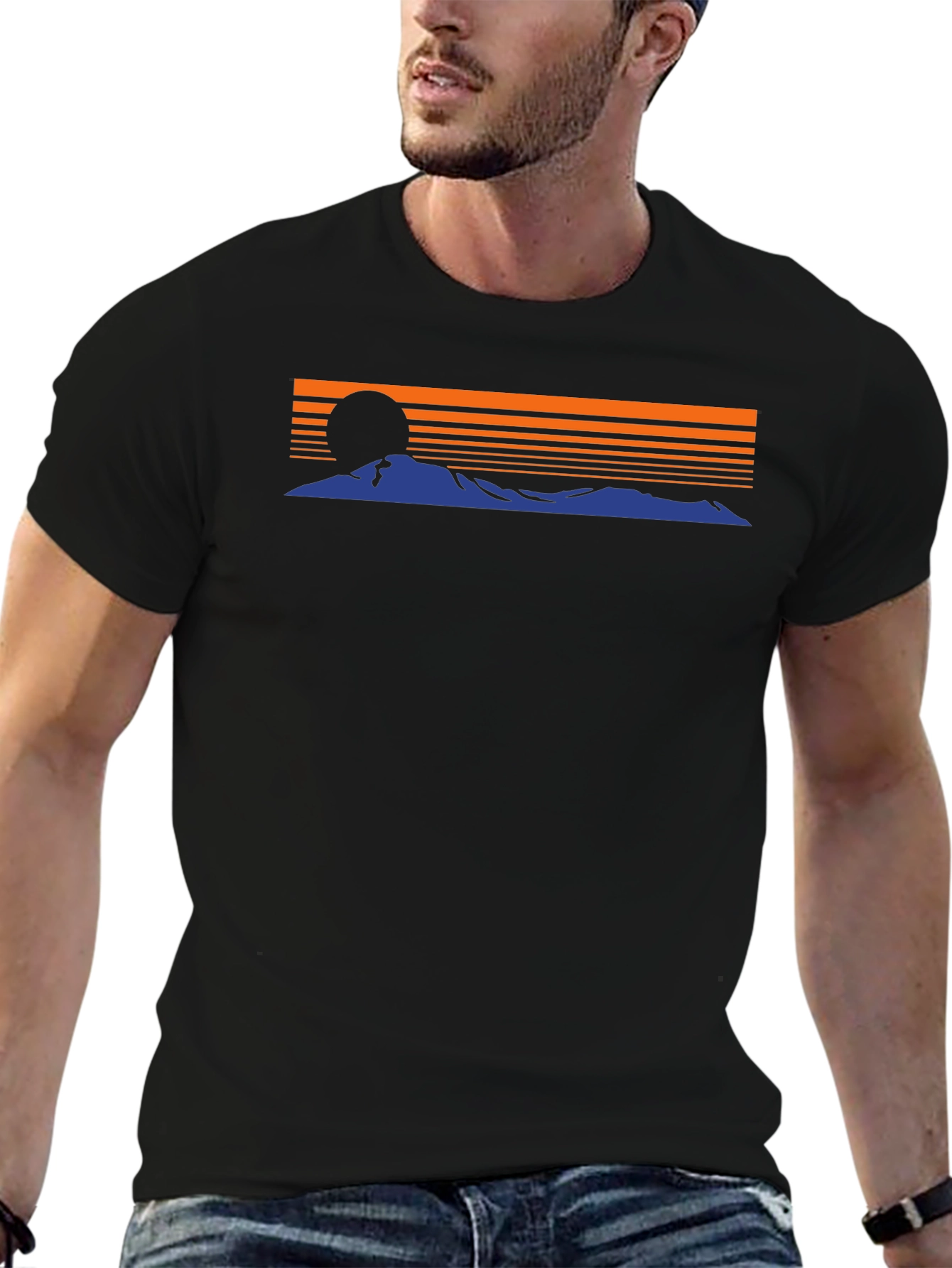 Retro Sunset Graphic Tee - Classic Black Shirt