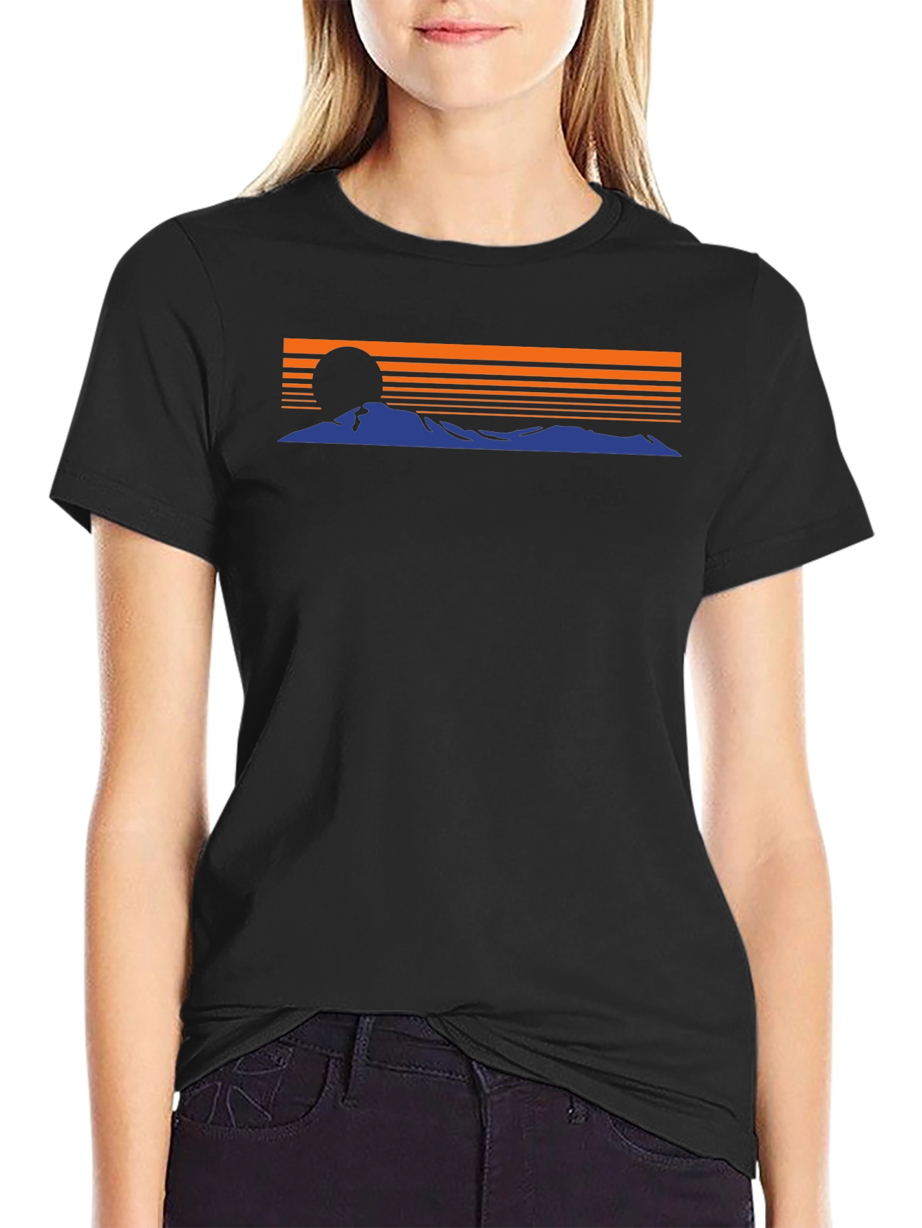 Retro Sunset Graphic Tee - Classic Black Shirt