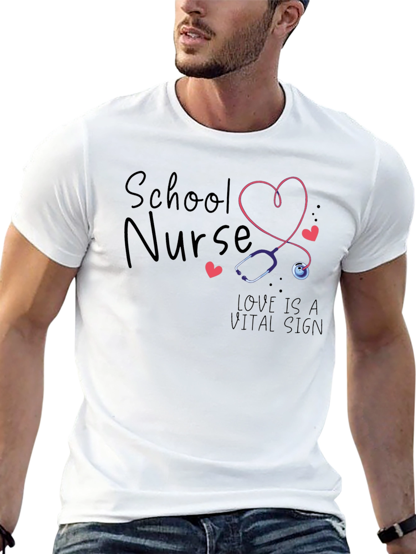 School Nurse Love is a Vital Sign Black T-Shirt