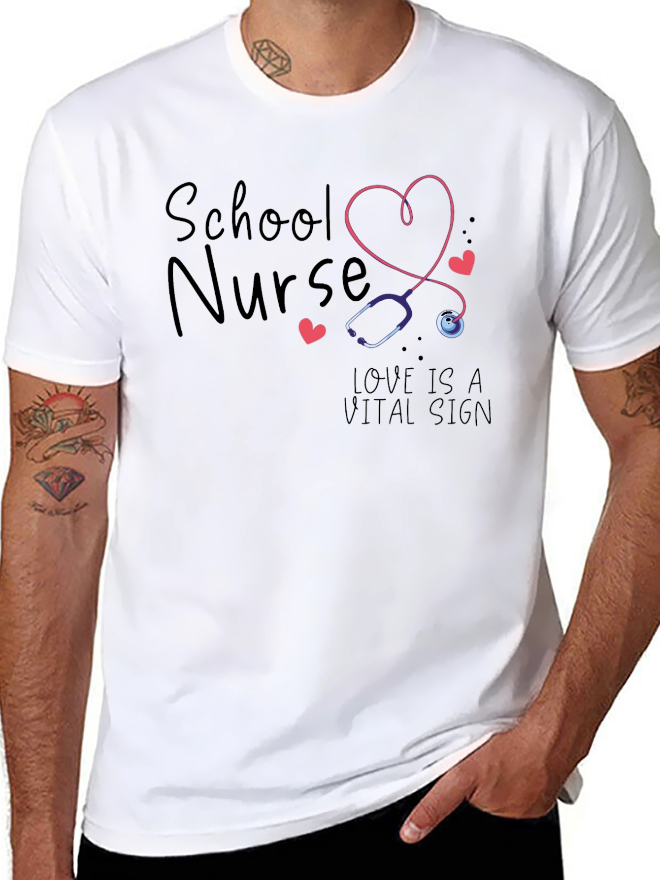 School Nurse Love is a Vital Sign Black T-Shirt
