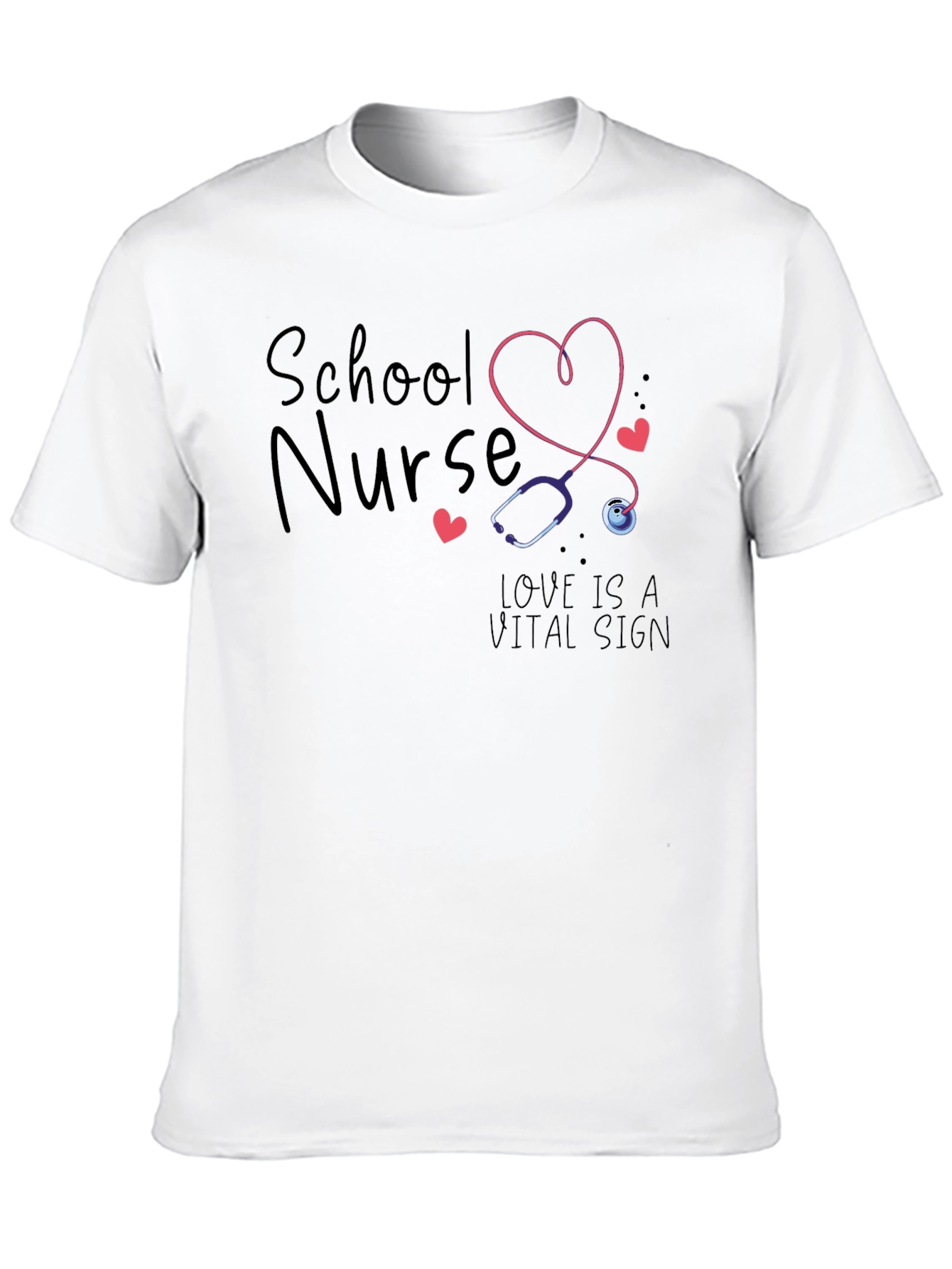 School Nurse Love is a Vital Sign Black T-Shirt