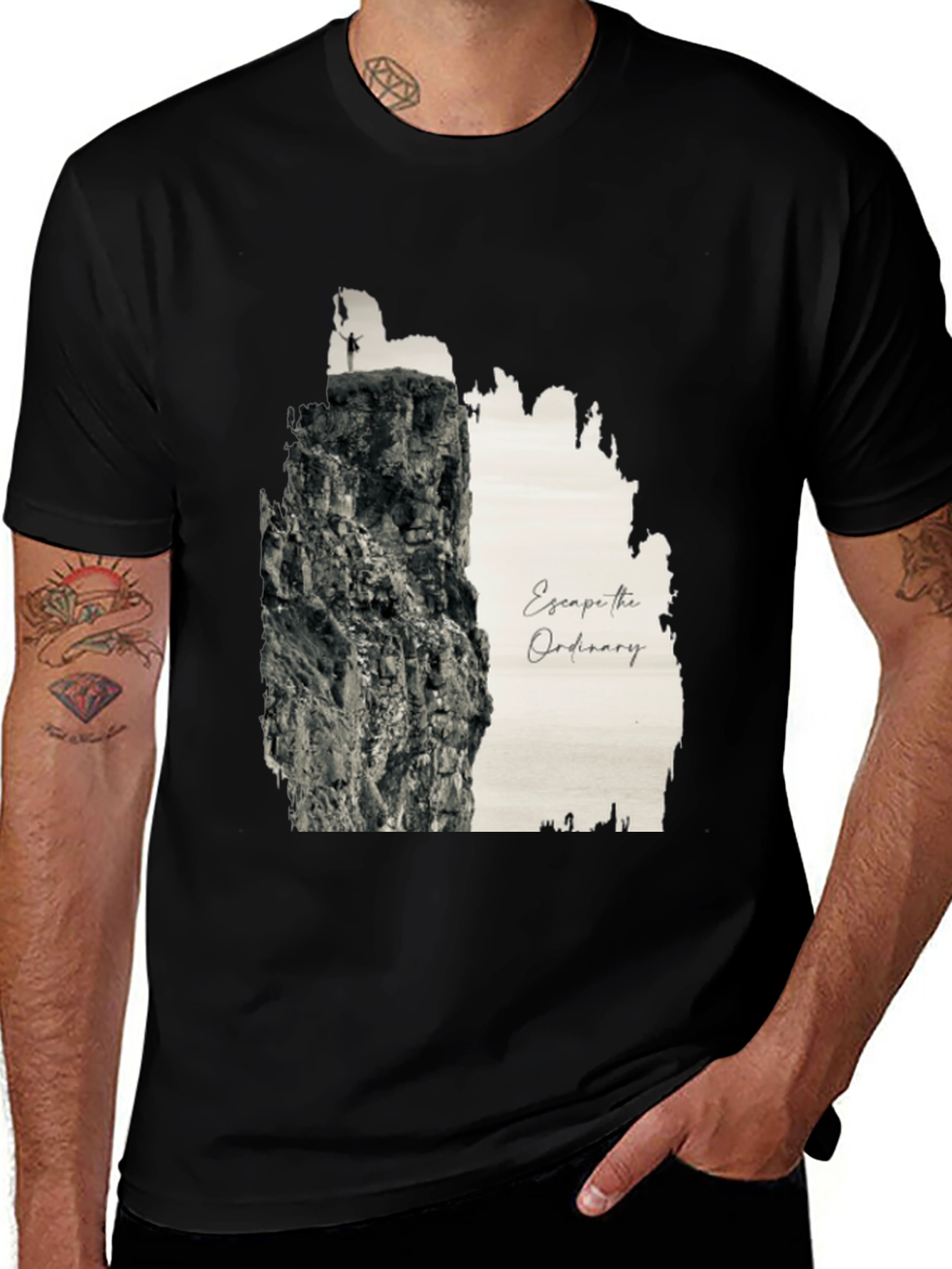 Escape the Ordinary Black Graphic Tee