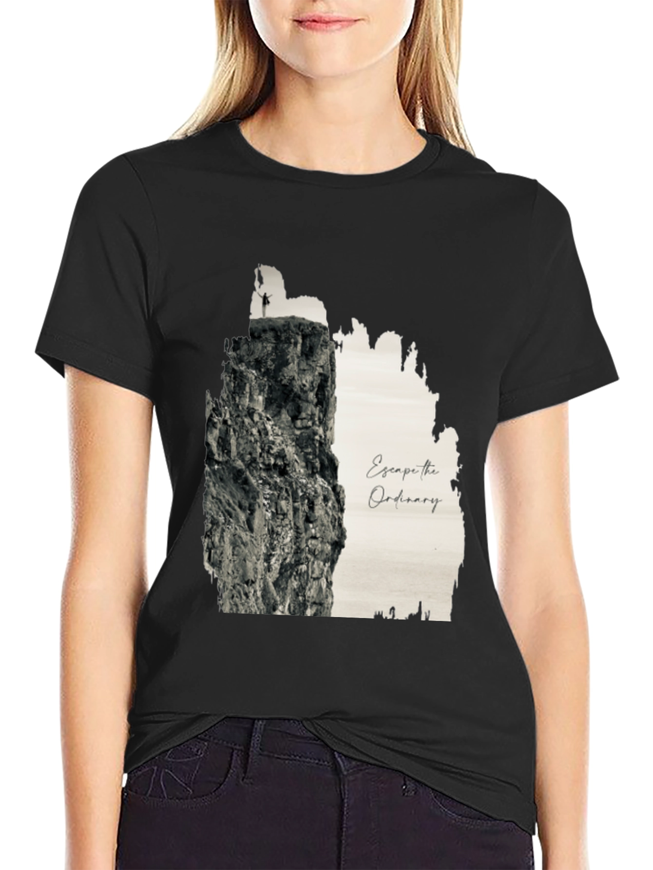 Escape the Ordinary Black Graphic Tee