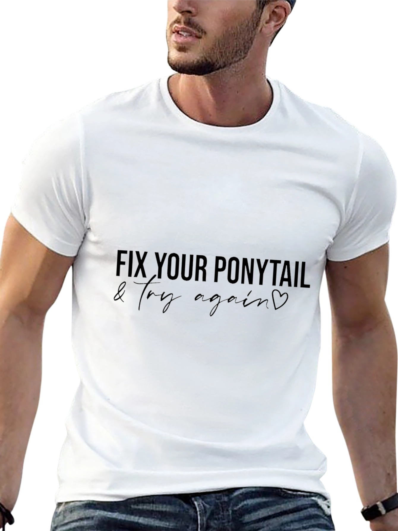 Fix Your Ponytail Graphic Black T-Shirt