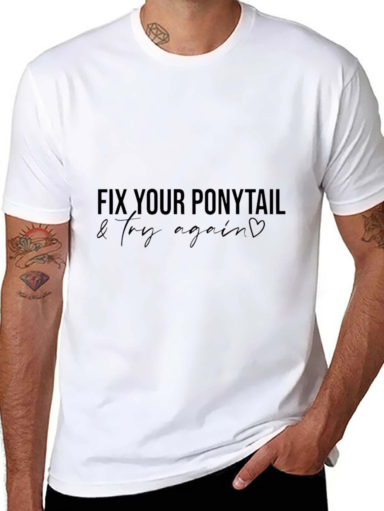 Fix Your Ponytail Graphic Black T-Shirt