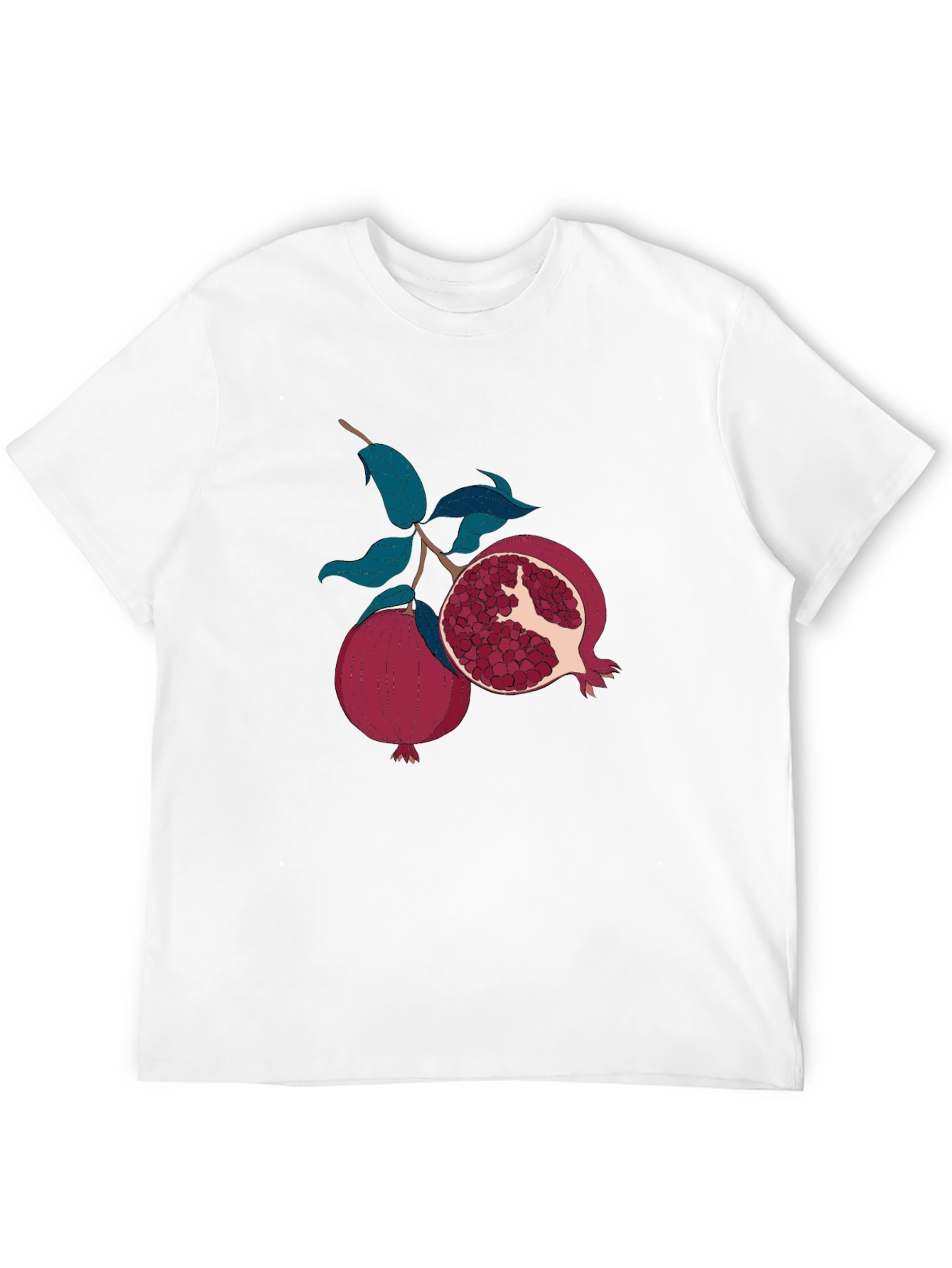 Pomegranate Fruit Graphic Print Black T-Shirt