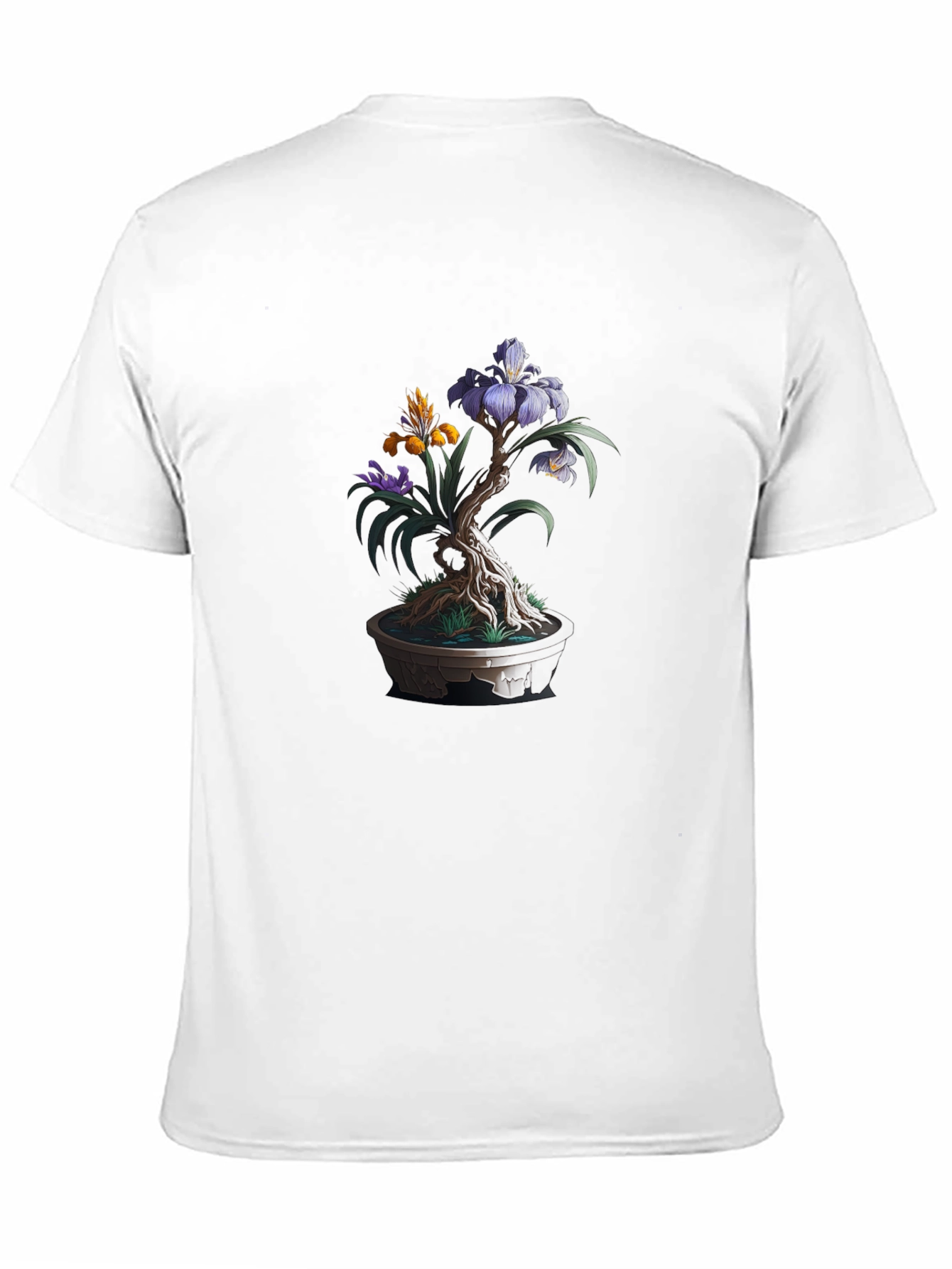 Bonsai Flower Graphic Tee - Artistic Mens Black T-Shirt